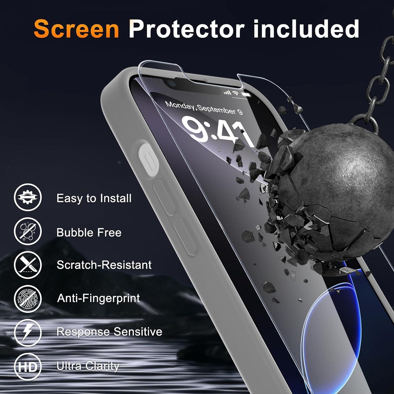 Funda Magnética LATVIN para iPhone 14/13 - Protección Militar, Gris