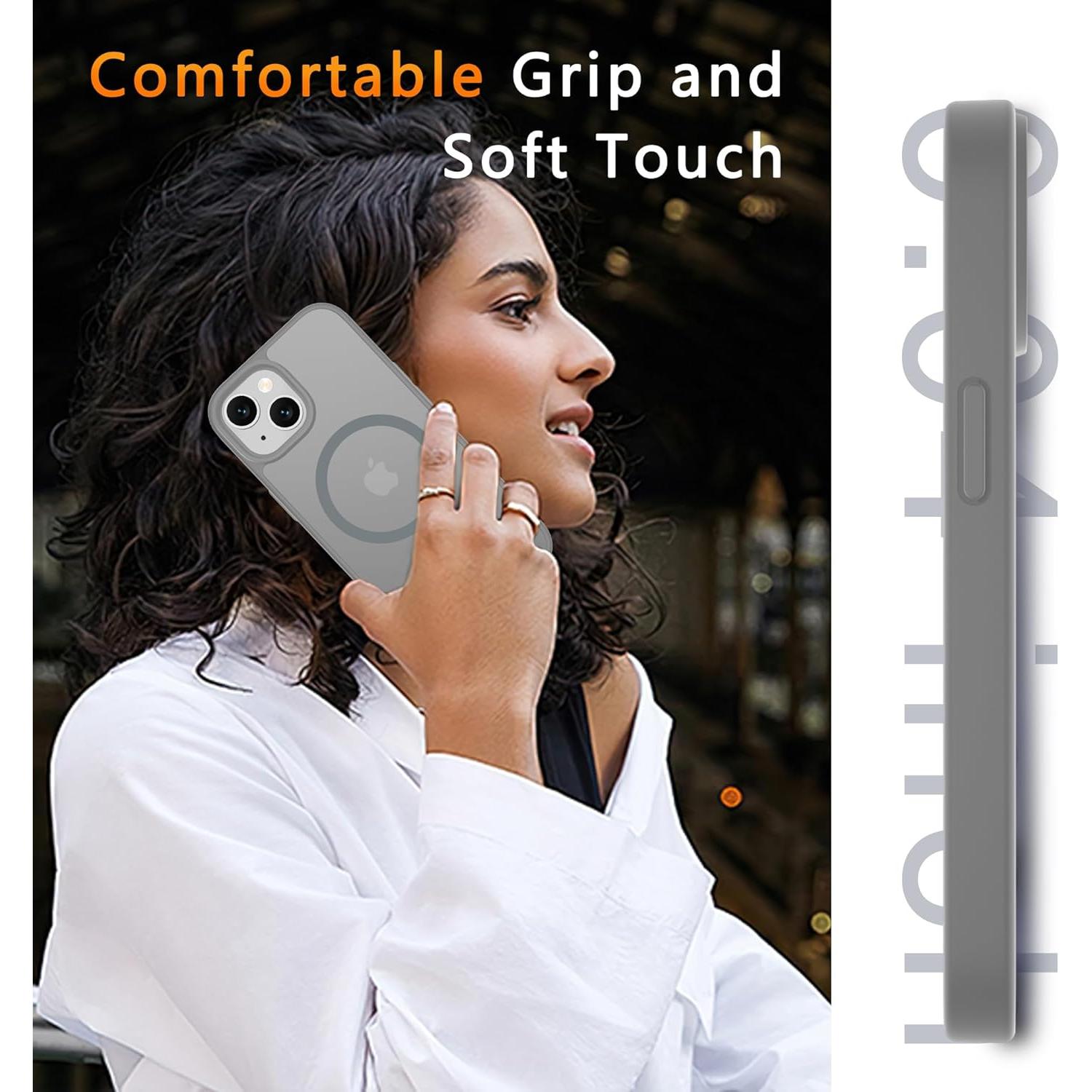 Funda Magnética LATVIN para iPhone 14/13 - Protección Militar, Gris