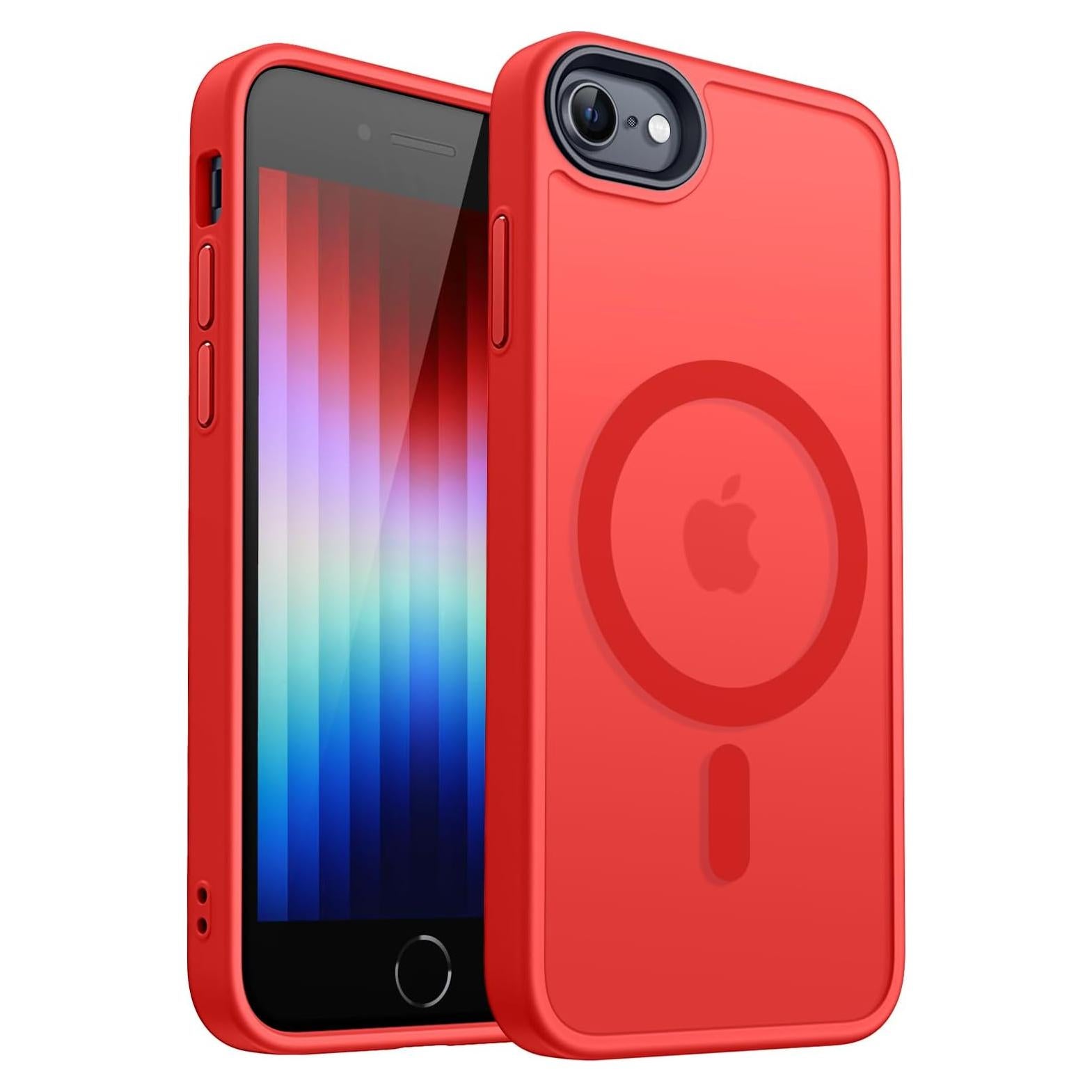 Funda Magnética CANSHN para iPhone SE 2022/2020/8 Rojo Mate