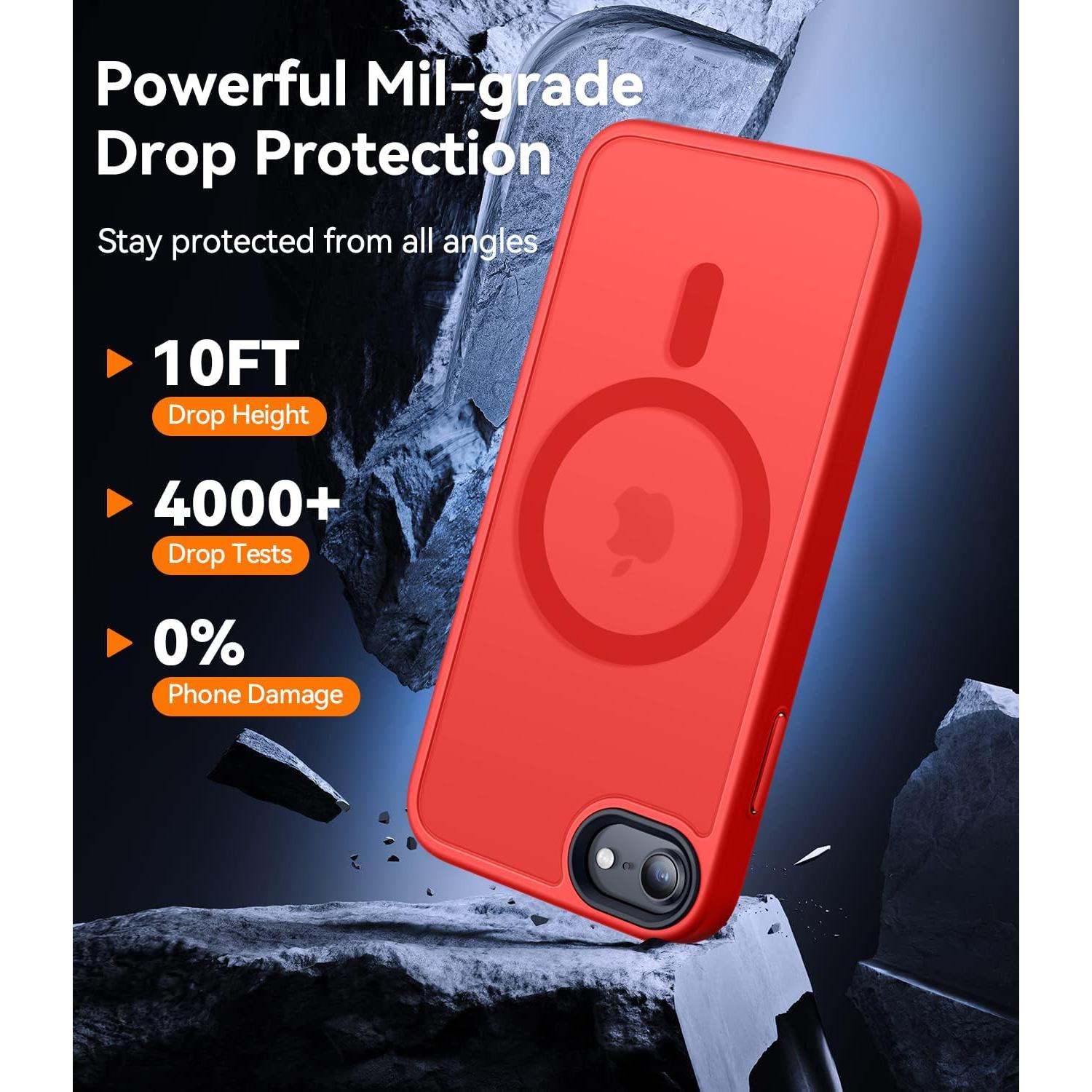 Funda Magnética CANSHN para iPhone SE 2022/2020/8 Rojo Mate