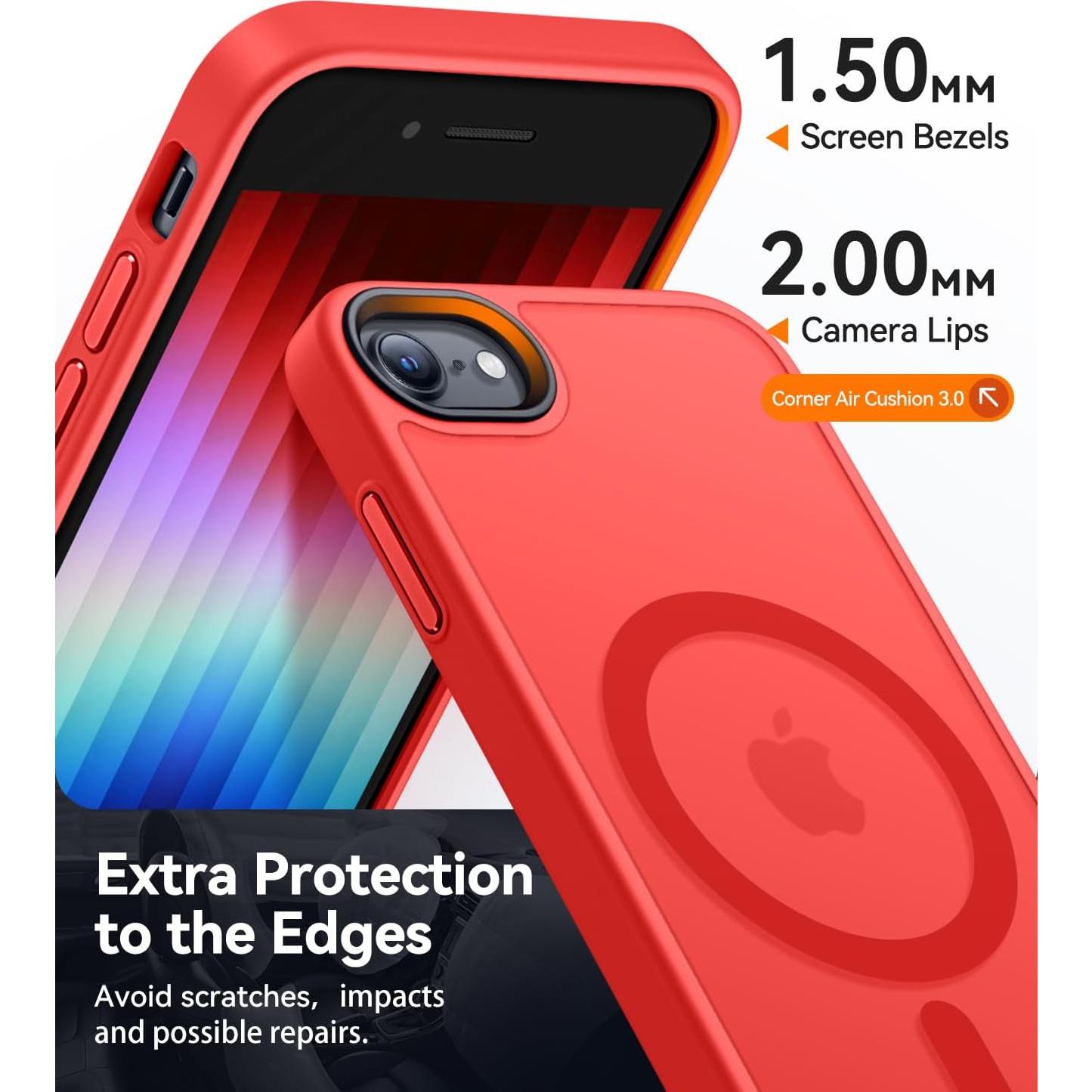 Funda Magnética CANSHN para iPhone SE 2022/2020/8 Rojo Mate