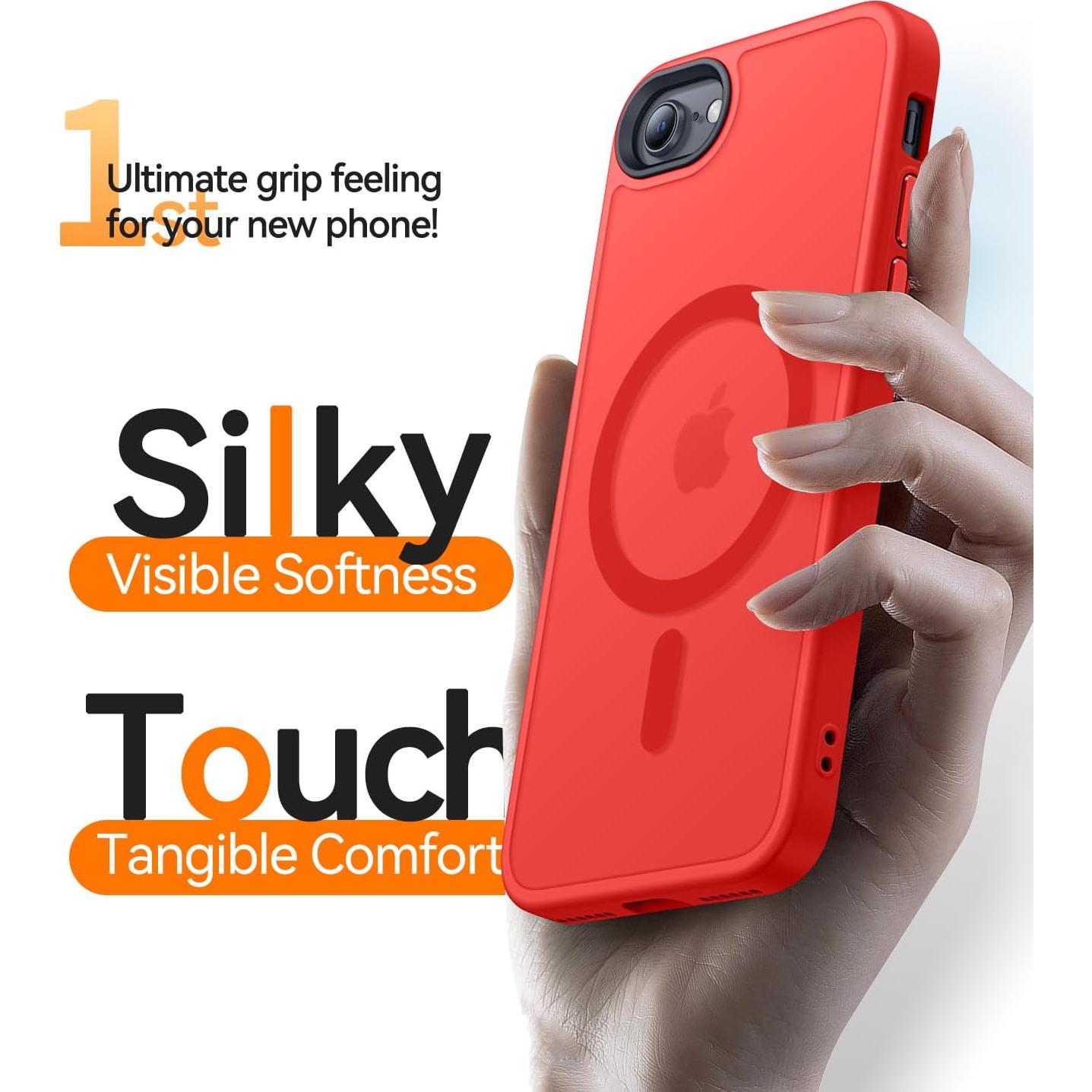 Funda Magnética CANSHN para iPhone SE 2022/2020/8 Rojo Mate