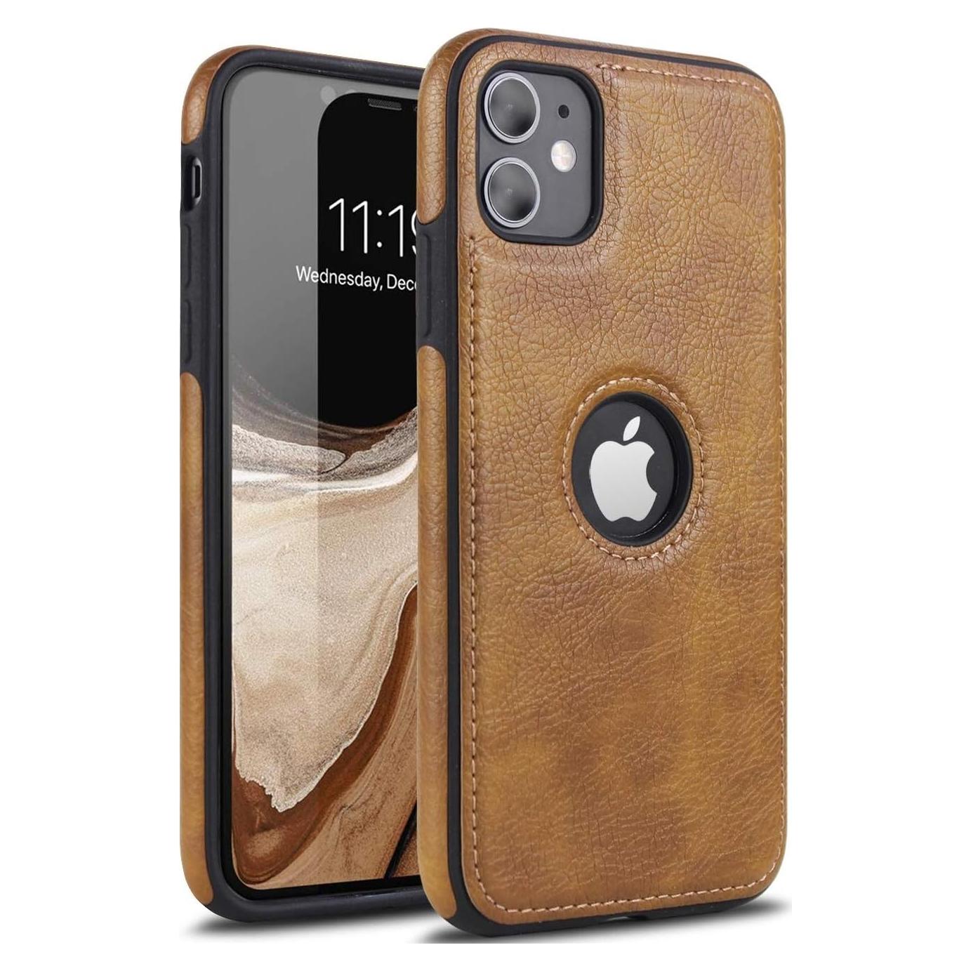 Funda de Cuero PU para iPhone 11 - Antigolpes Marrón