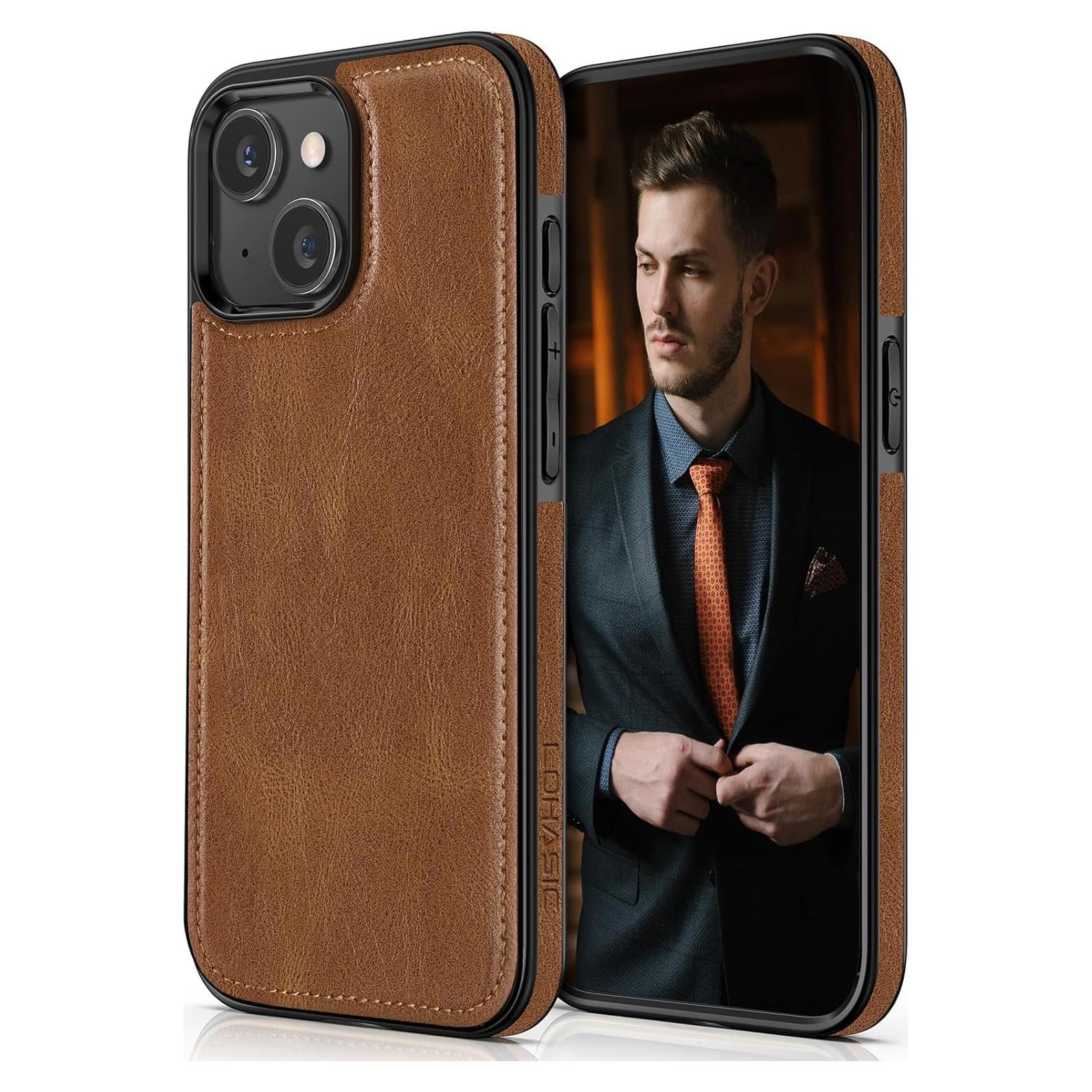 Funda de Cuero LOHASIC para iPhone 15 - Marrón, Protección Completa