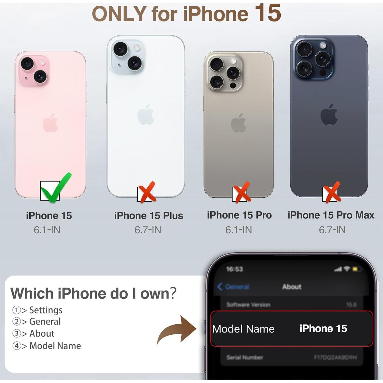 Funda de Cuero LOHASIC para iPhone 15 - Marrón, Protección Completa