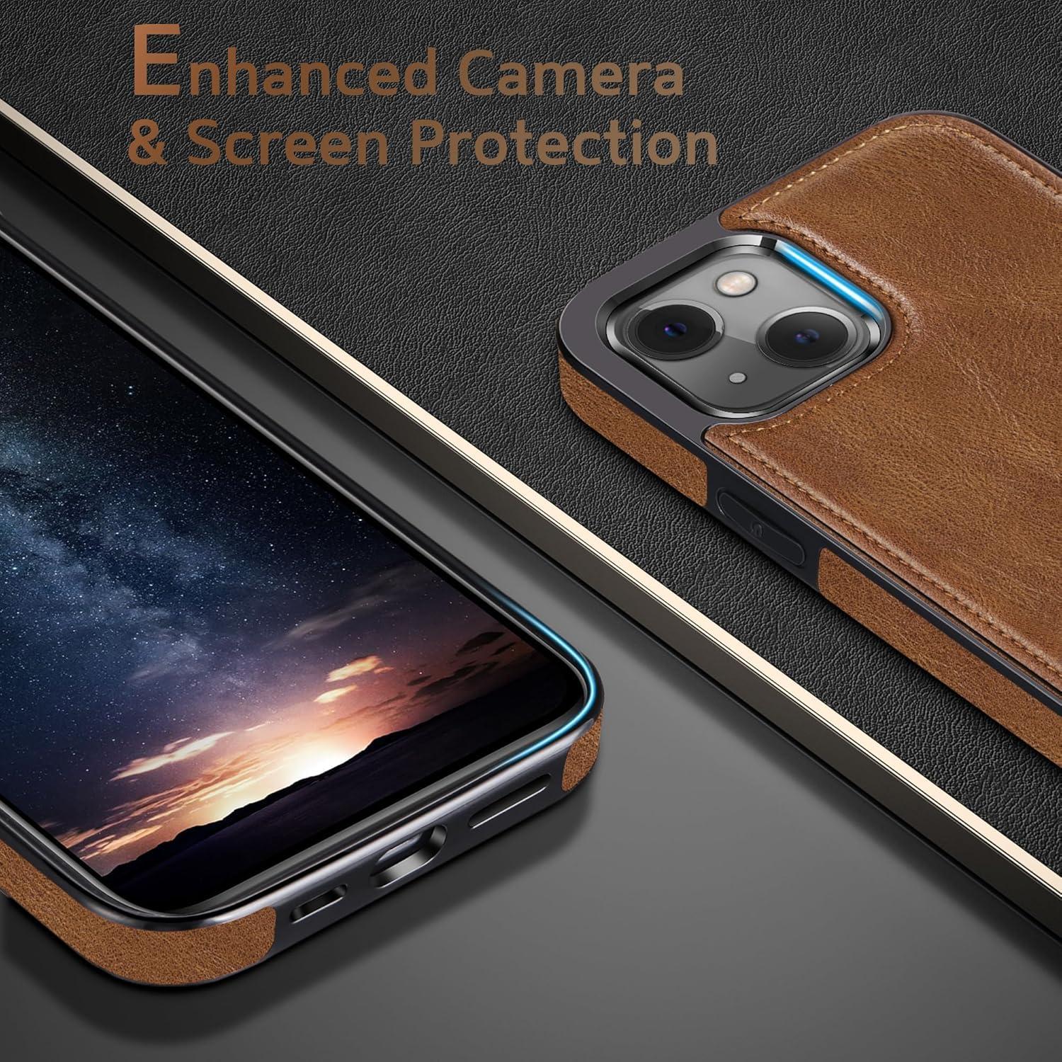 Funda de Cuero LOHASIC para iPhone 15 - Marrón, Protección Completa