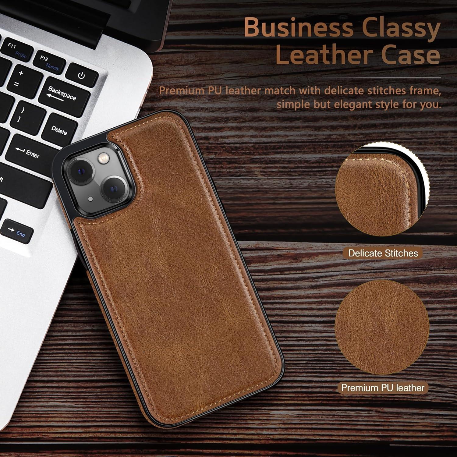 Funda de Cuero LOHASIC para iPhone 15 - Marrón, Protección Completa