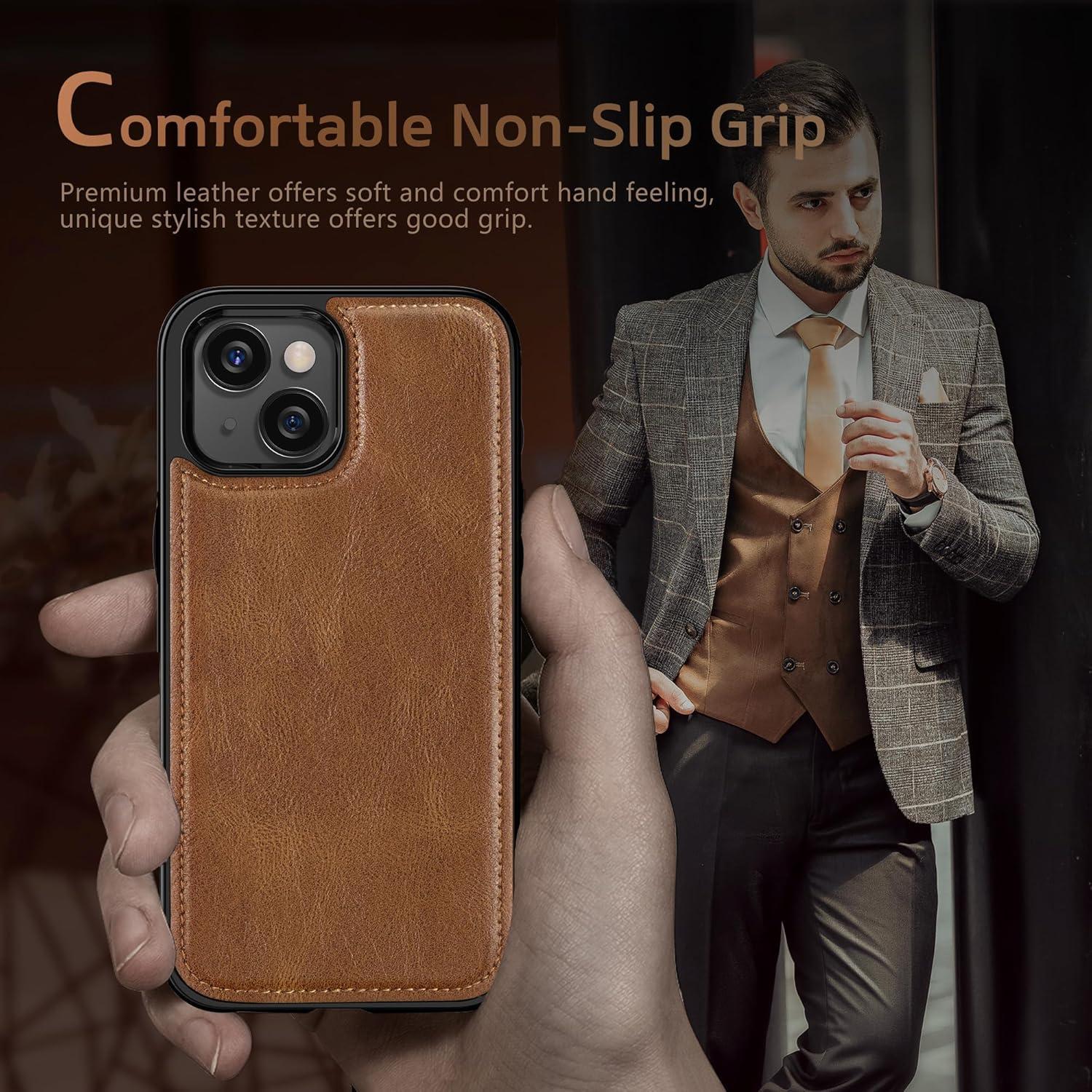 Funda de Cuero LOHASIC para iPhone 15 - Marrón, Protección Completa