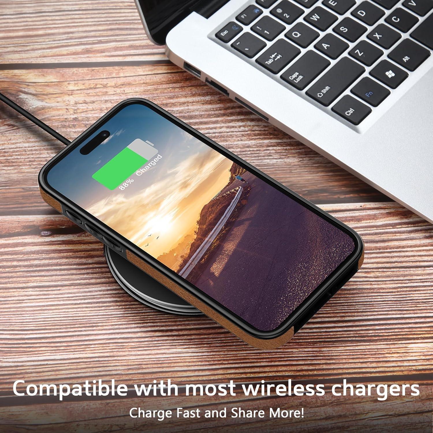 Funda de Cuero LOHASIC para iPhone 15 - Marrón, Protección Completa