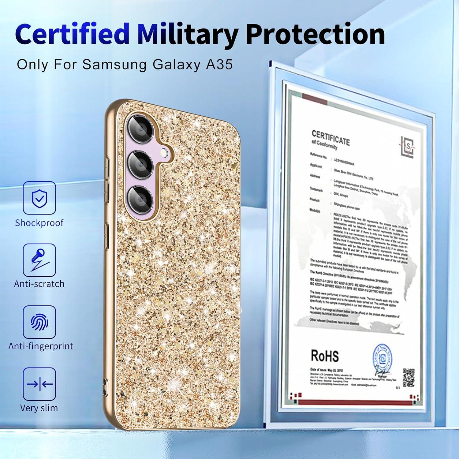 Funda Brillante Gxmeuie para Samsung Galaxy A35 5G - Oro