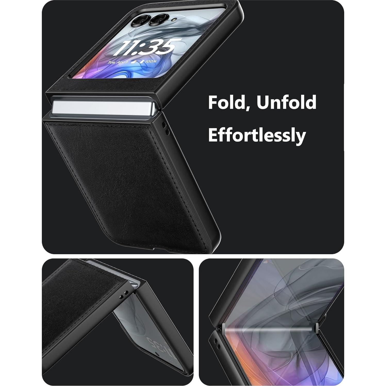 Funda para Motorola Razr 2024/2025 - Cuero Vegano Negro