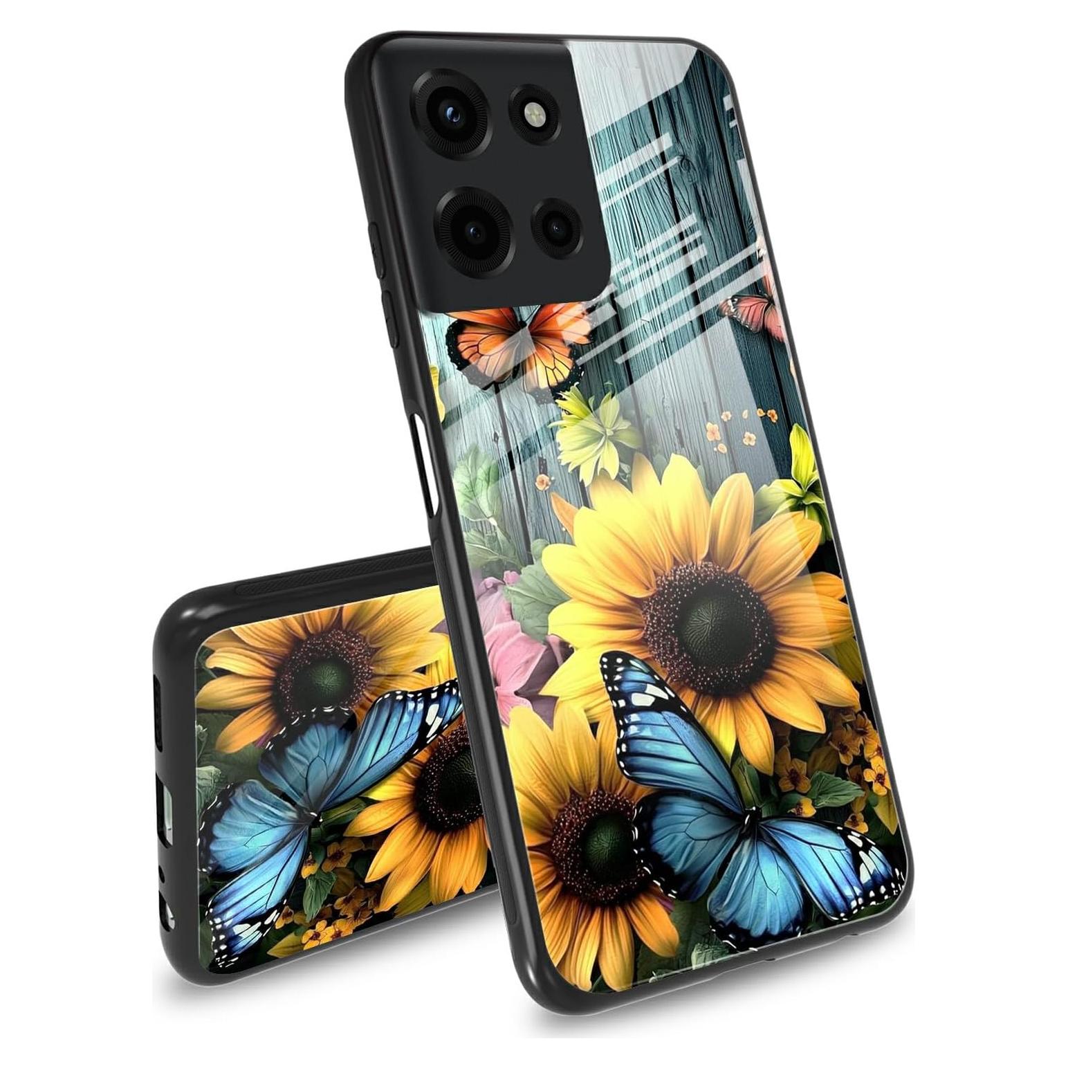 Carcasa BEOTIWAD para Motorola Moto G 5G 2025 Girasoles y Mariposas