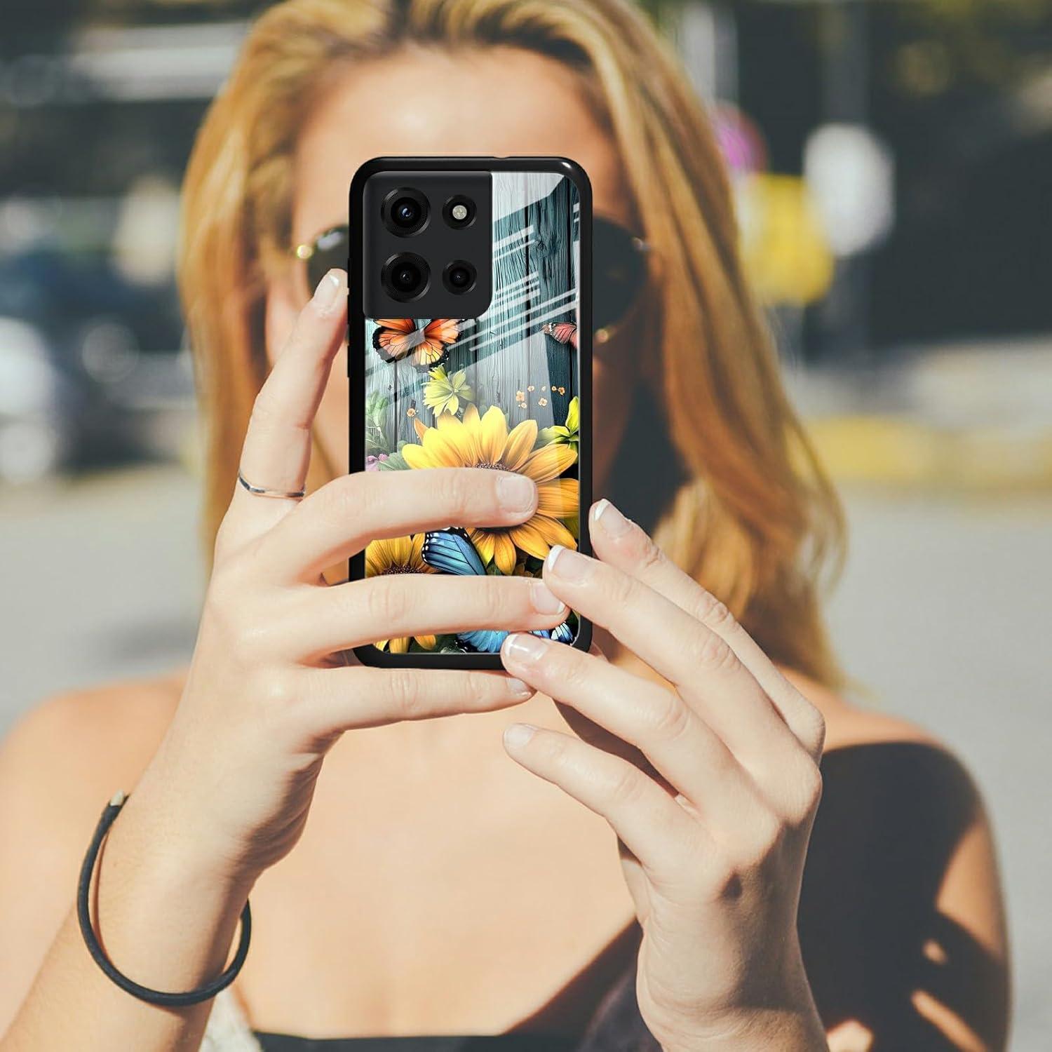 Carcasa BEOTIWAD para Motorola Moto G 5G 2025 Girasoles y Mariposas