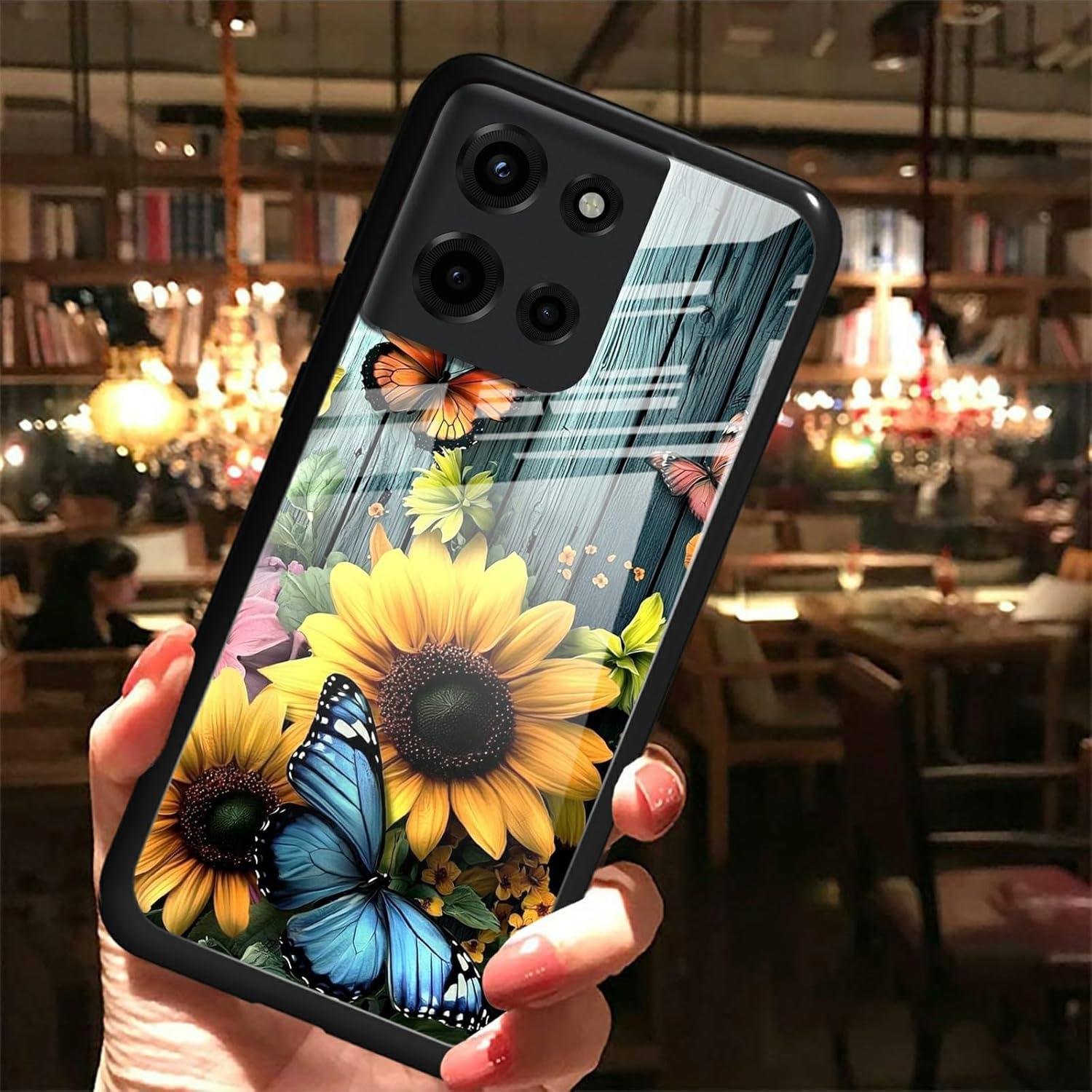 Carcasa BEOTIWAD para Motorola Moto G 5G 2025 Girasoles y Mariposas