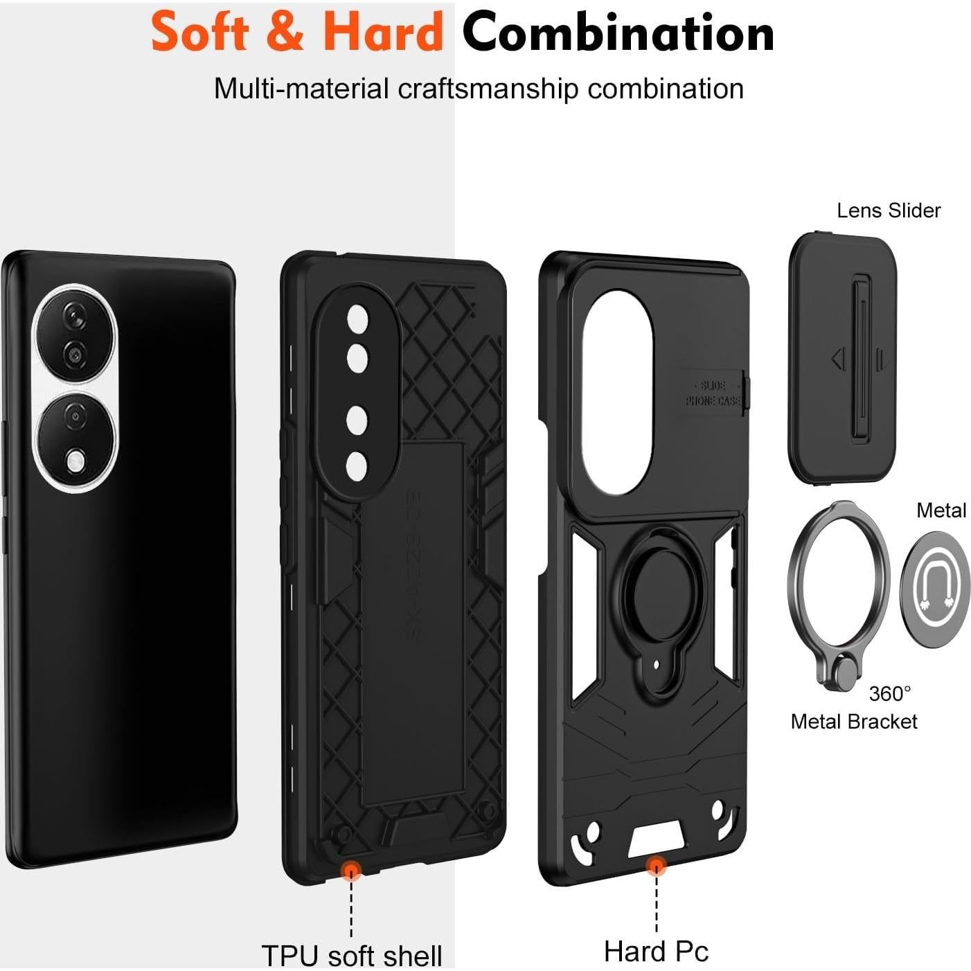 Funda Protectora Grado Militar para Huawei Honor X7B - Negro