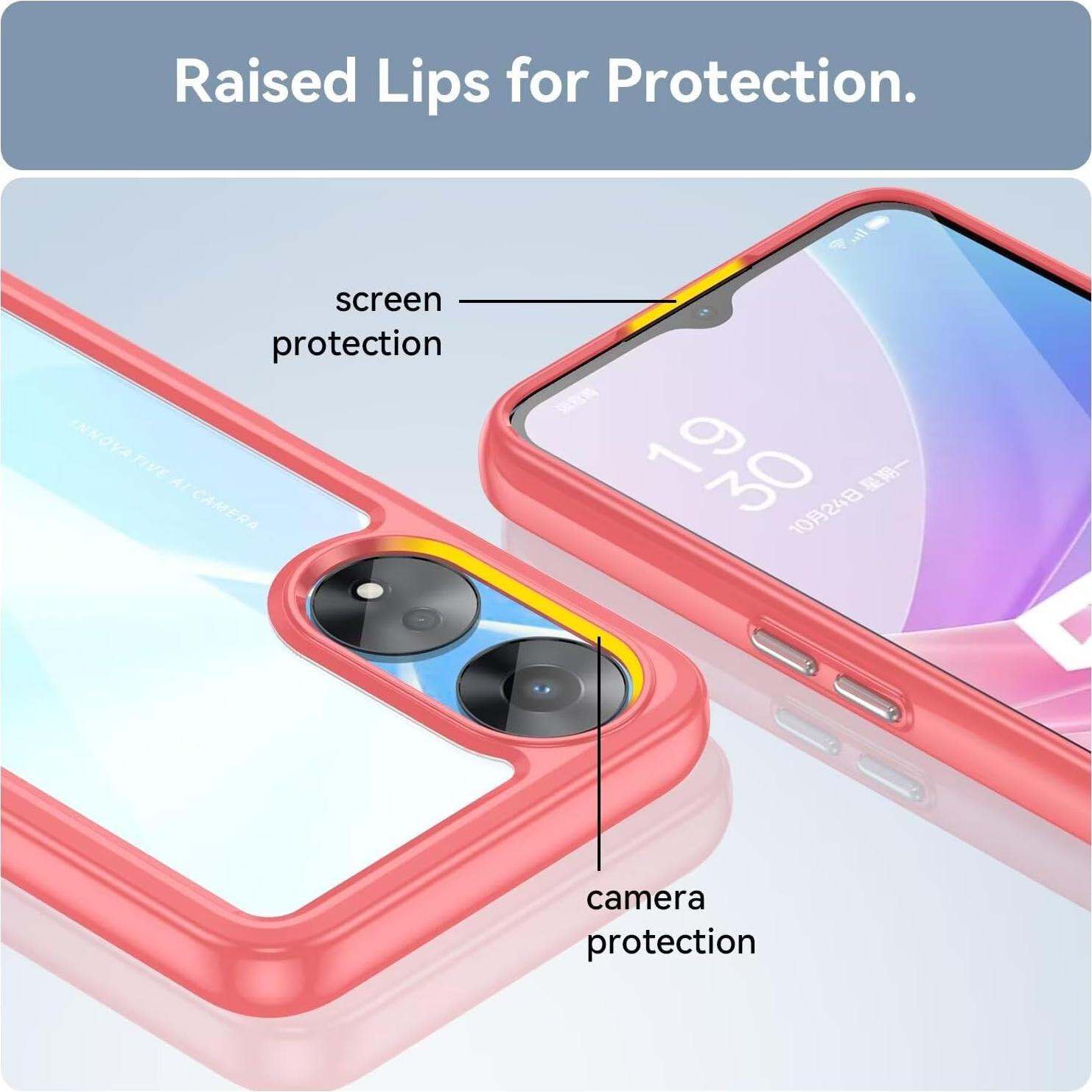 Funda Oppo A78 5G / A58 5G con Protector de Pantalla HD Rojo