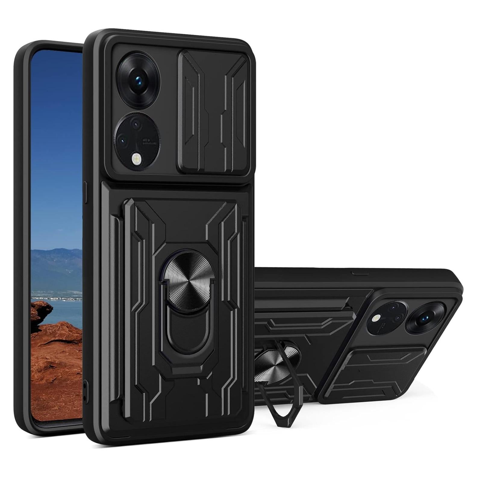 Funda Protectora CCSmall para Oppo Reno8 T 5G Negra con Soporte