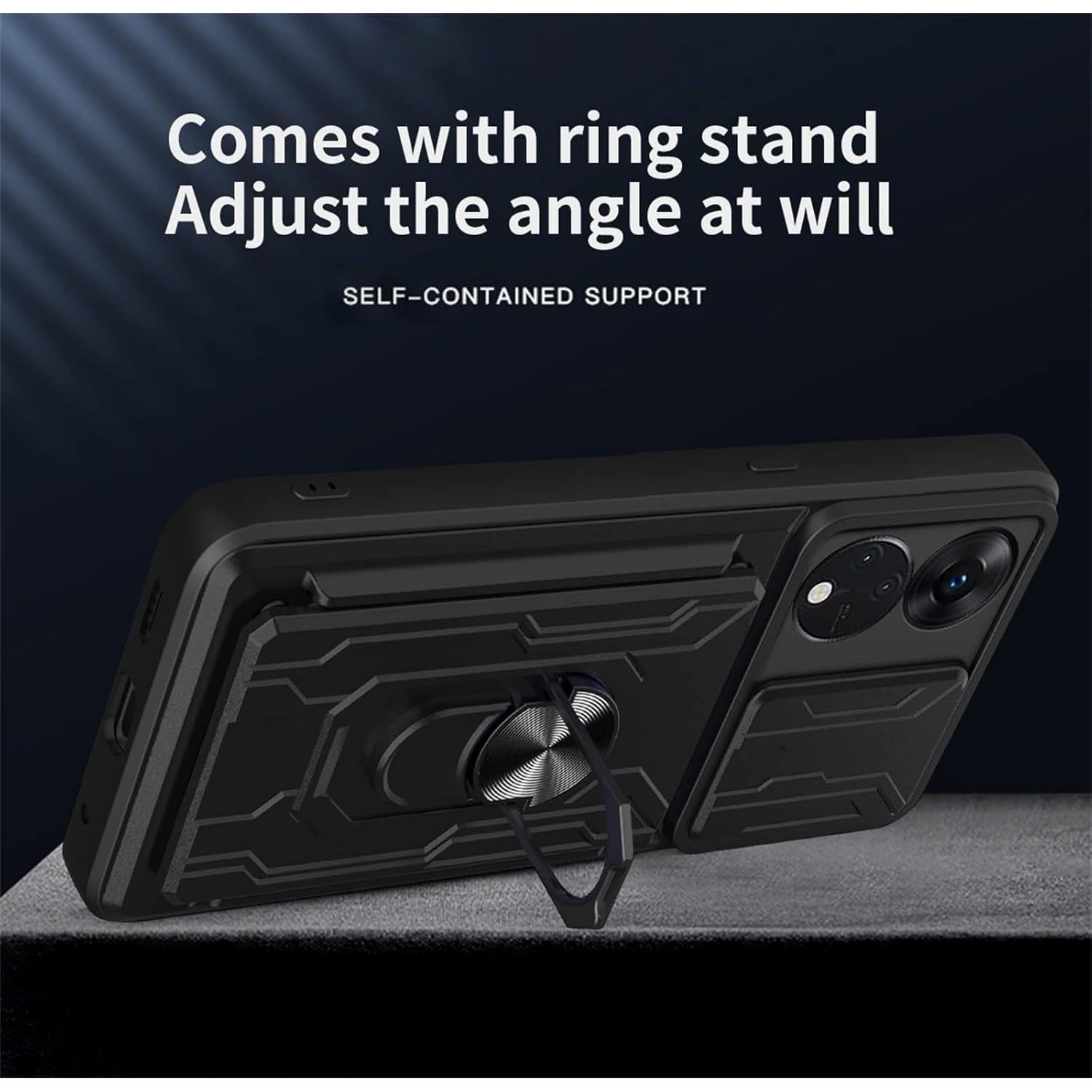 Funda Protectora CCSmall para Oppo Reno8 T 5G Negra con Soporte