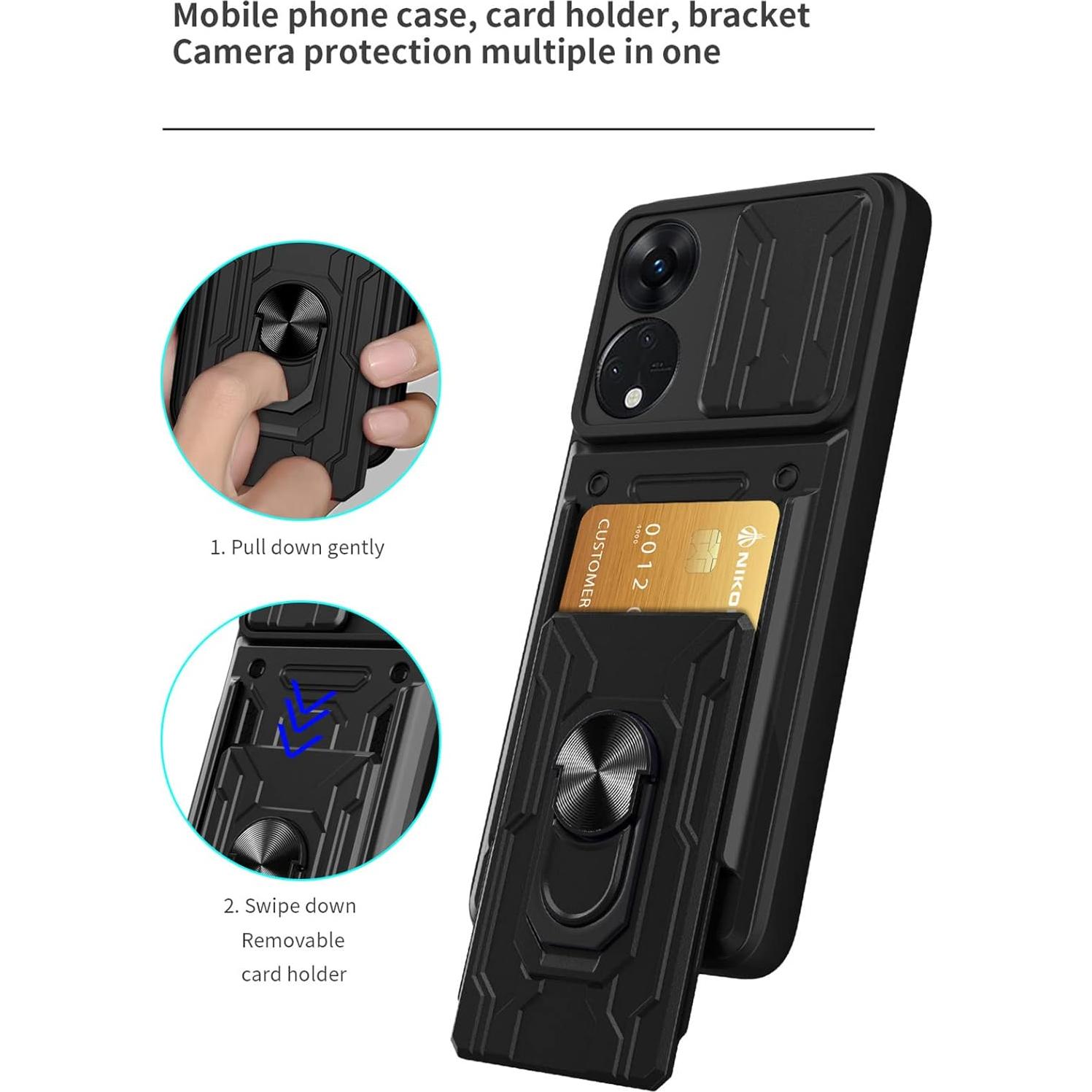 Funda Protectora CCSmall para Oppo Reno8 T 5G Negra con Soporte