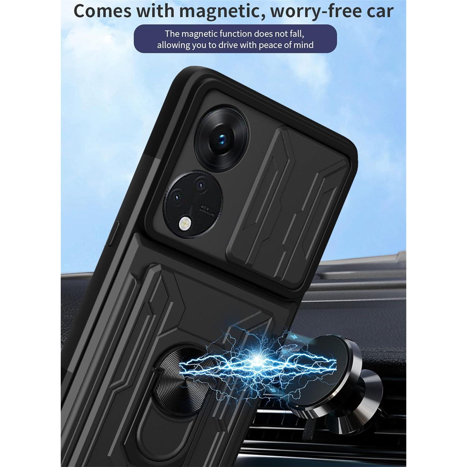 Funda Protectora CCSmall para Oppo Reno8 T 5G Negra con Soporte