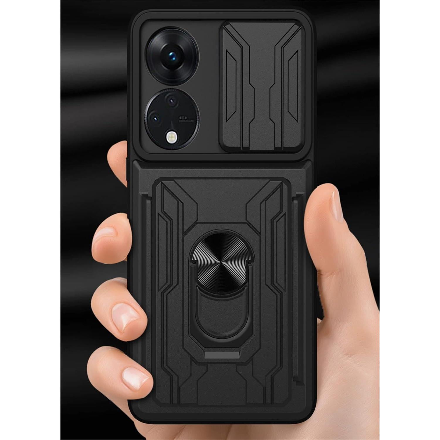 Funda Protectora CCSmall para Oppo Reno8 T 5G Negra con Soporte