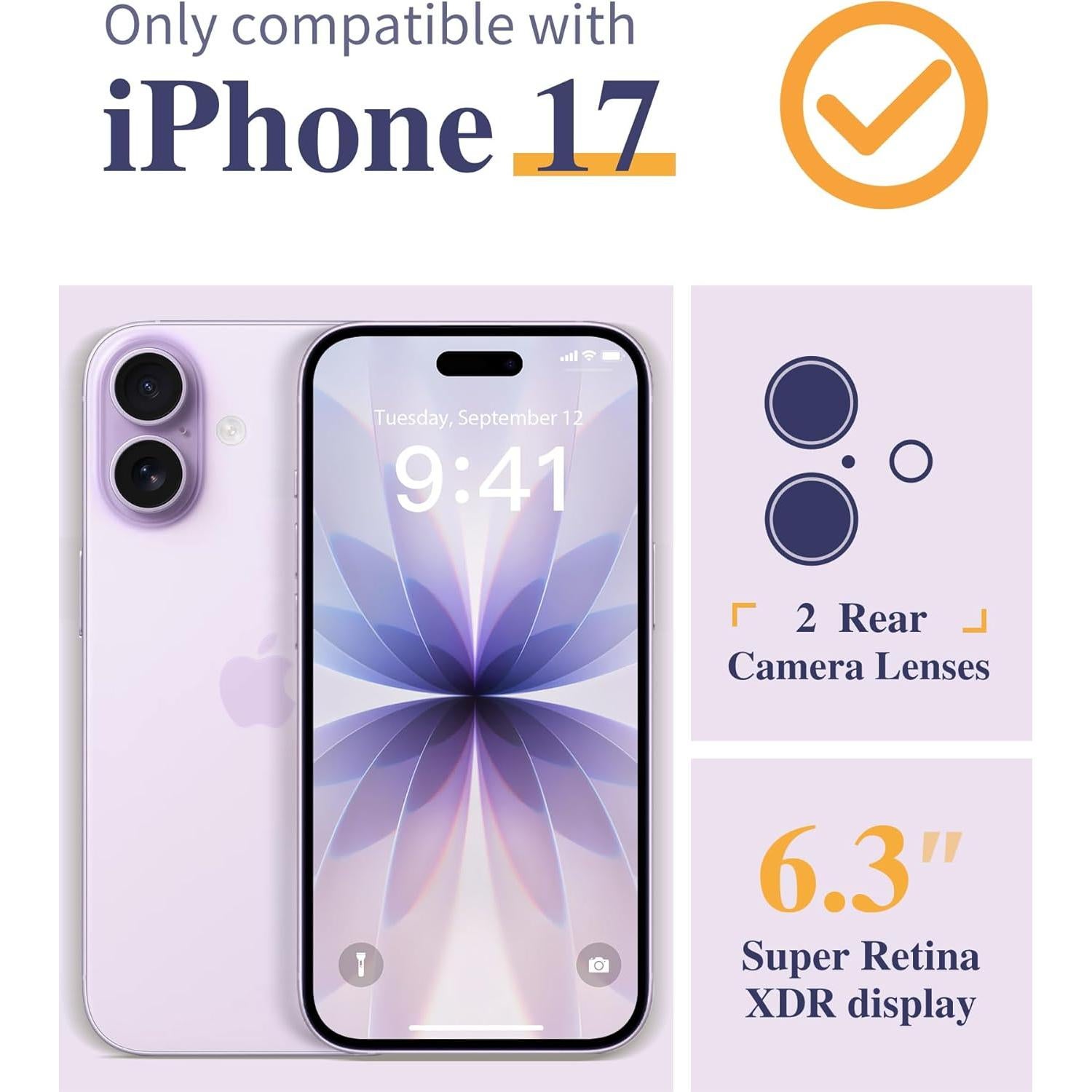 Funda GVIEWIN para iPhone 17 con Protector de Pantalla y Lente - Floral Claro