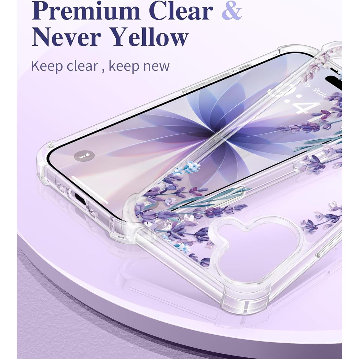 Funda GVIEWIN para iPhone 17 con Protector de Pantalla y Lente - Floral Claro