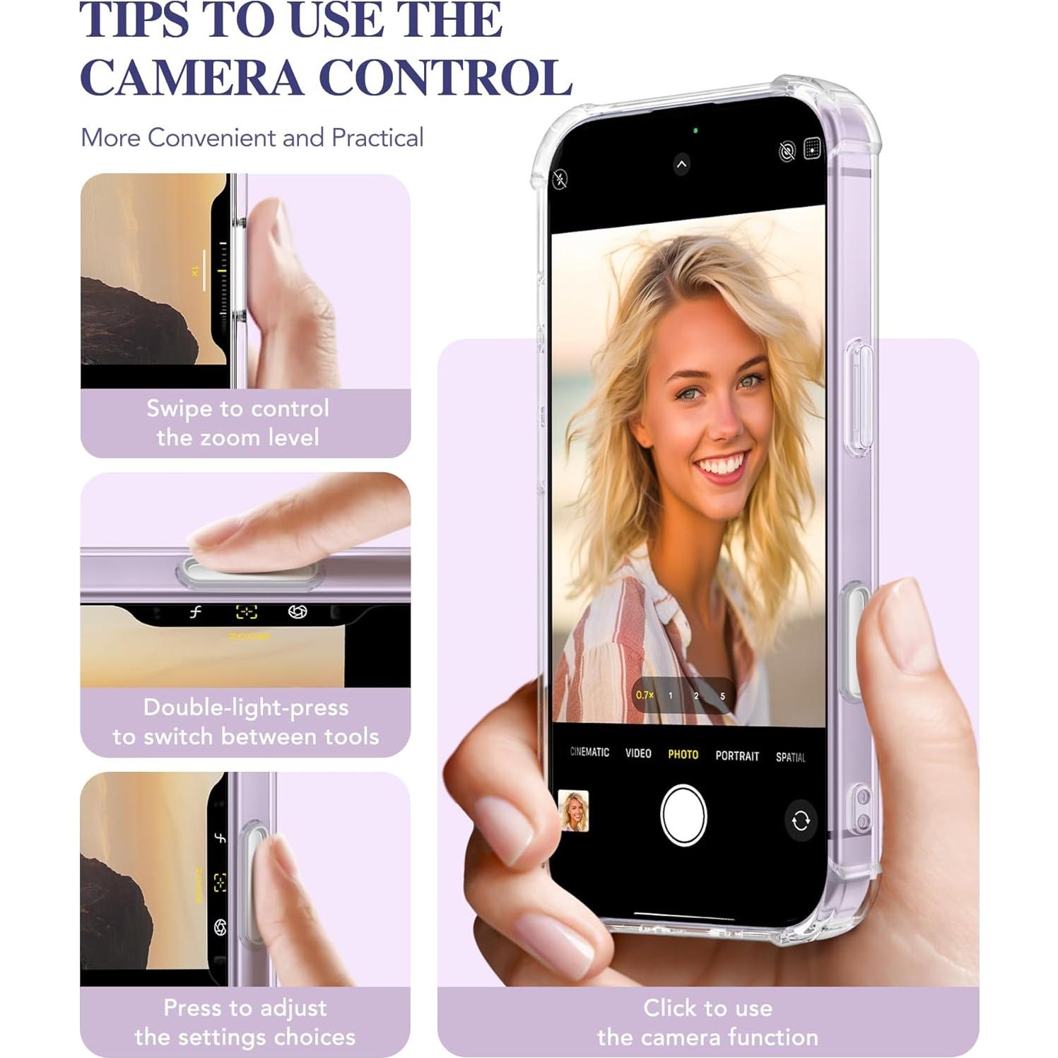 Funda GVIEWIN para iPhone 17 con Protector de Pantalla y Lente - Floral Claro