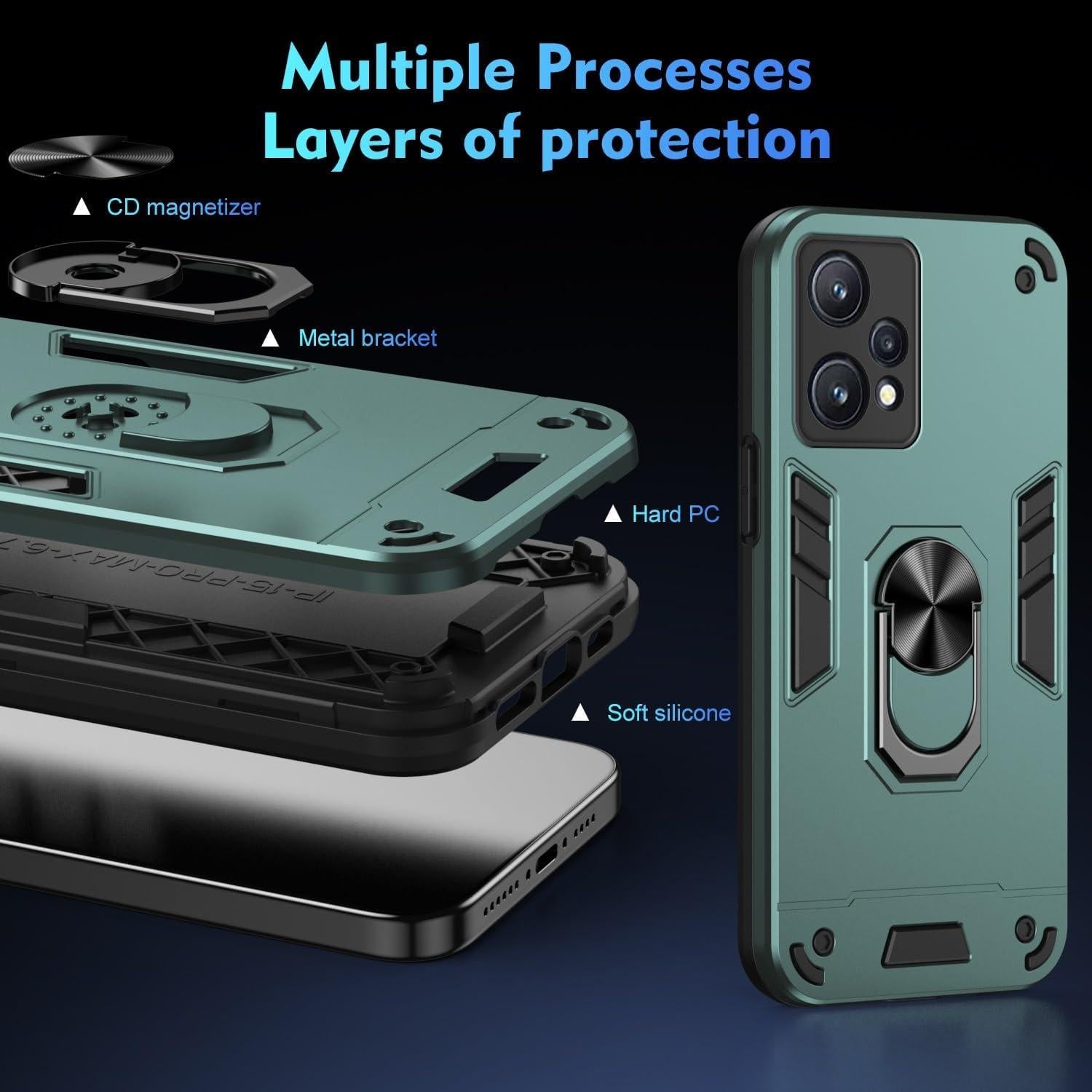 Funda Protectora Grado Militar para OPPO Realme 9 Pro Plus Verde