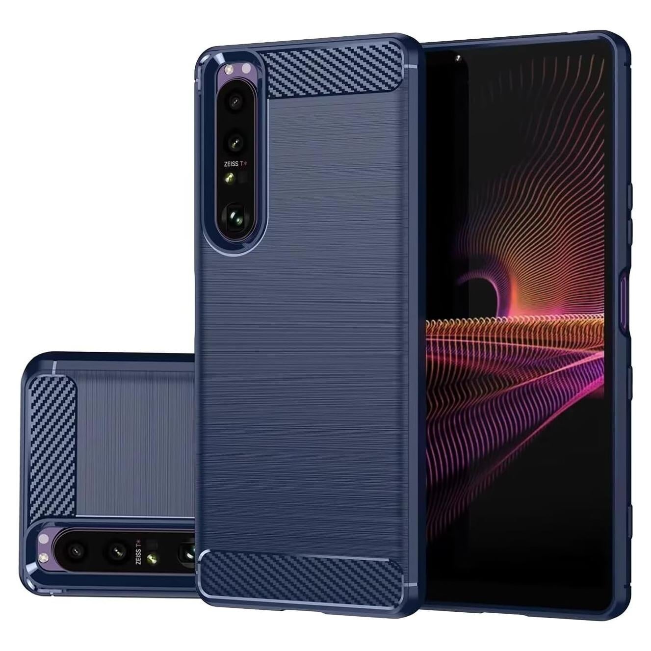 Funda delgada TPU para Sony Xperia 1 III - Fibra de carbono Azul
