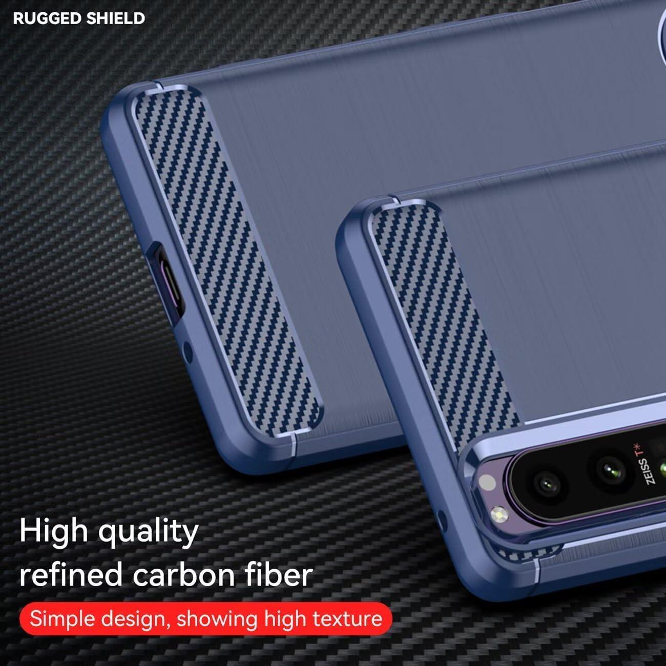 Funda delgada TPU para Sony Xperia 1 III - Fibra de carbono Azul