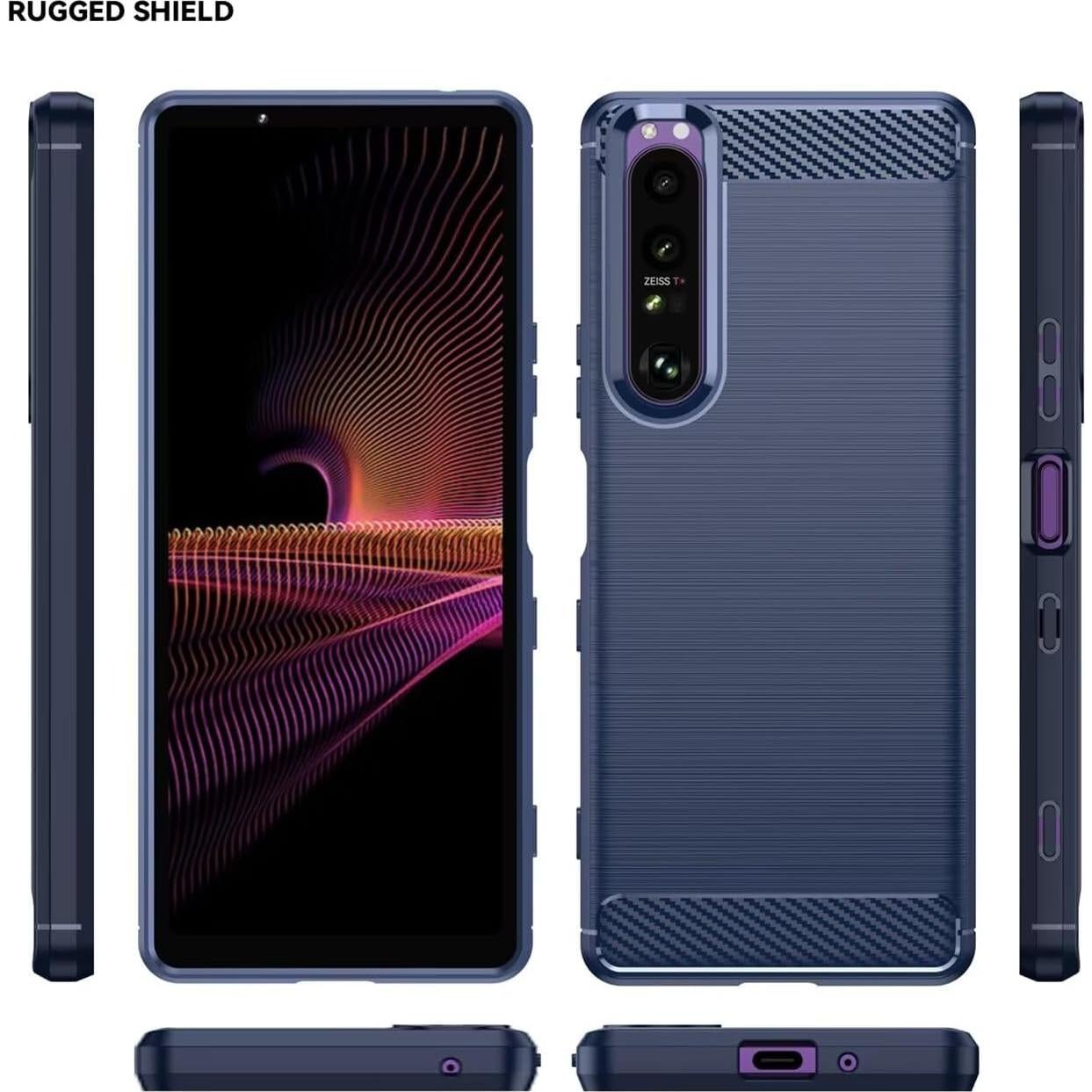 Funda delgada TPU para Sony Xperia 1 III - Fibra de carbono Azul