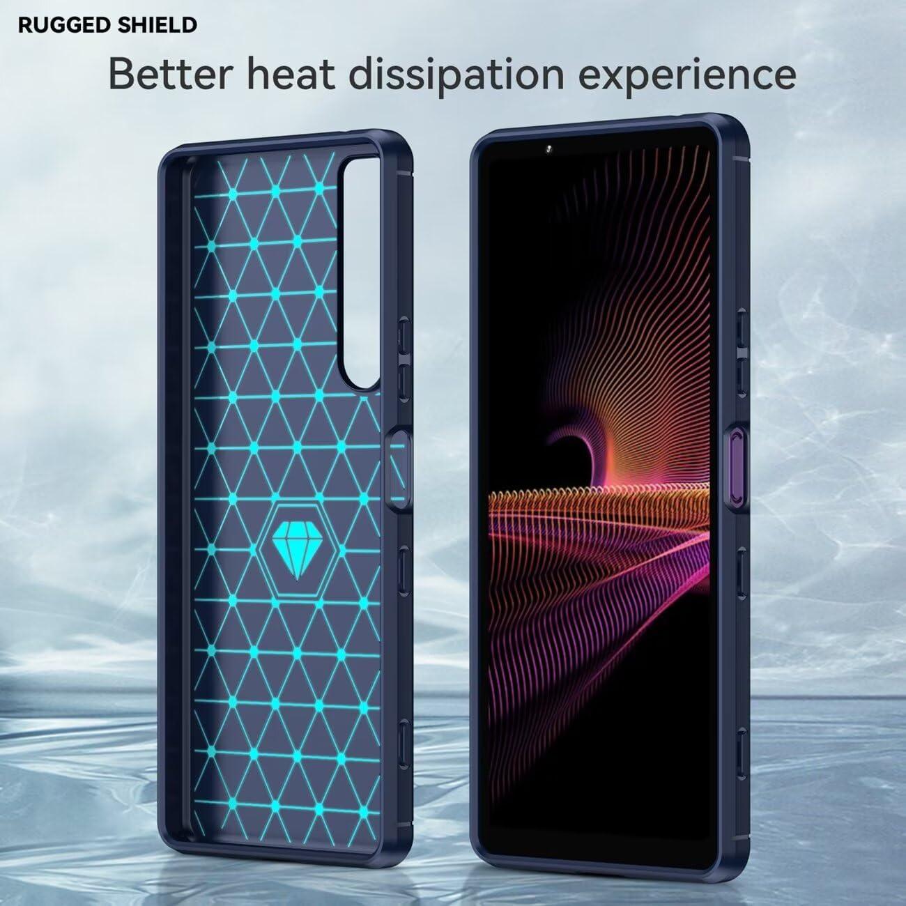 Funda delgada TPU para Sony Xperia 1 III - Fibra de carbono Azul