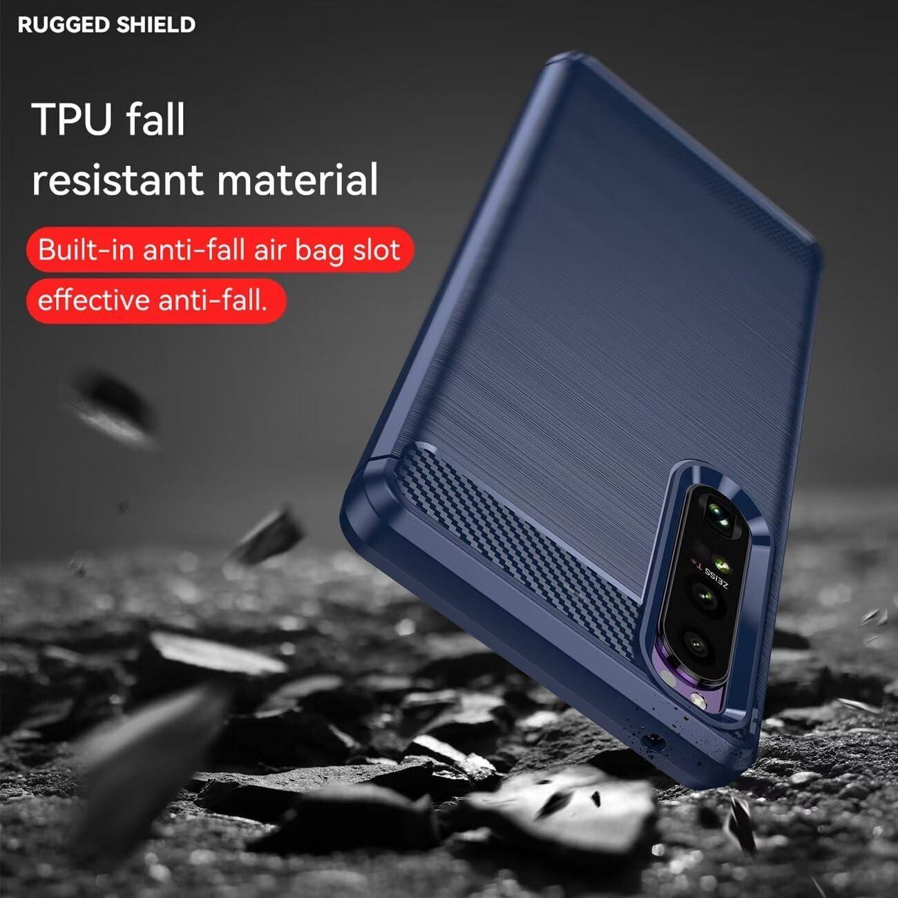 Funda delgada TPU para Sony Xperia 1 III - Fibra de carbono Azul