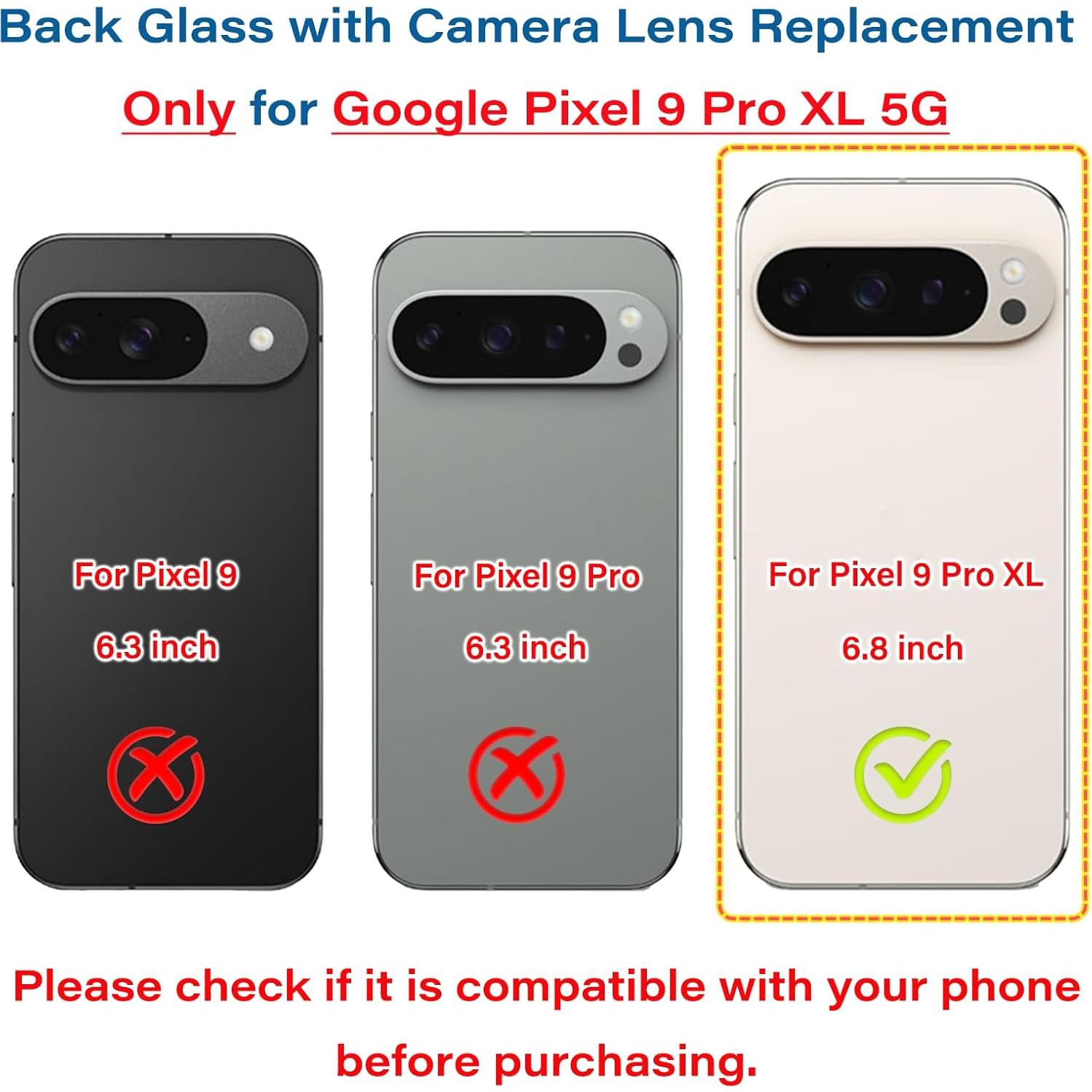 Cristal Trasero Compatible Google Pixel 9 Pro XL 5G Obsidiana