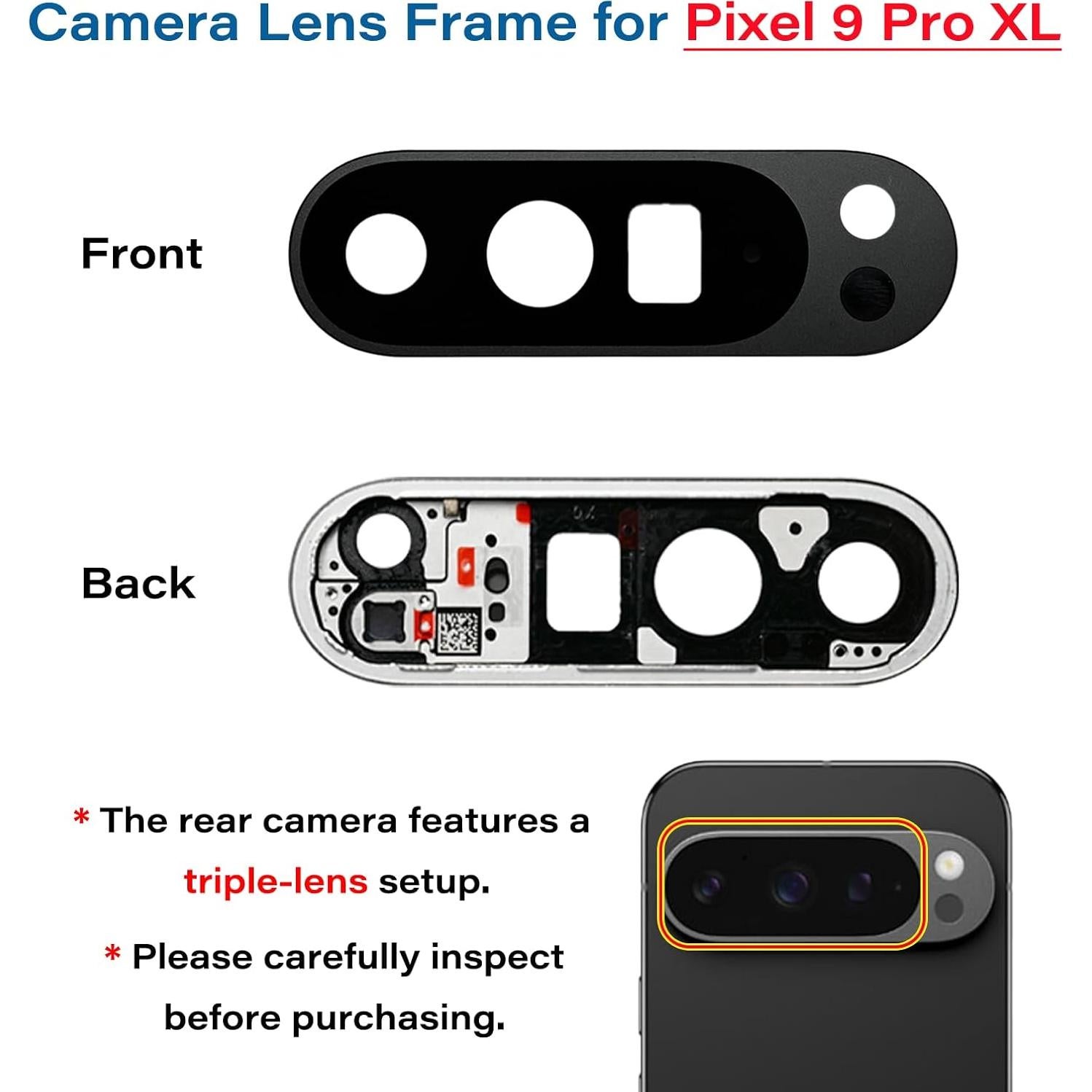 Cristal Trasero Compatible Google Pixel 9 Pro XL 5G Obsidiana