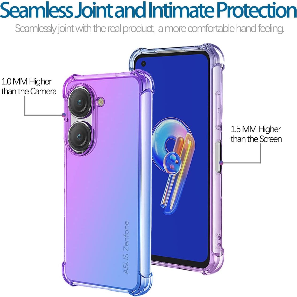 Funda TPU Asus Zenfone 9 Morado/Azul Ultra Delgado Anti Rayones