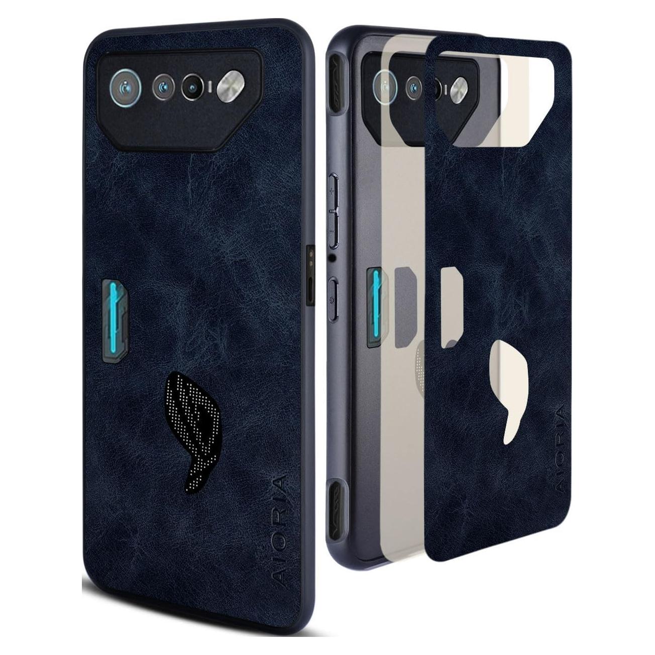 Funda protectora AIORIA para Asus ROG Phone 7 5G - Cuero Premium Azul Oscuro