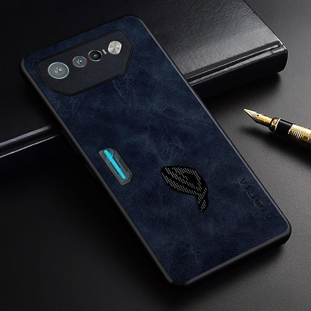 Funda protectora AIORIA para Asus ROG Phone 7 5G - Cuero Premium Azul Oscuro
