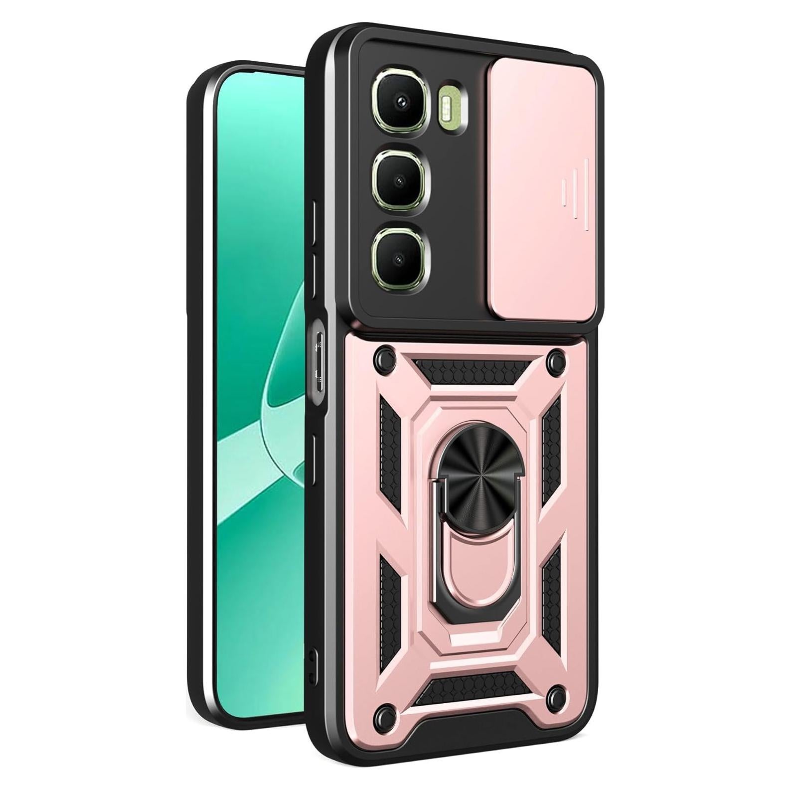 Funda Protectora Rosa Kukoufey para Infinix Hot 60 5G con Tapa Deslizante