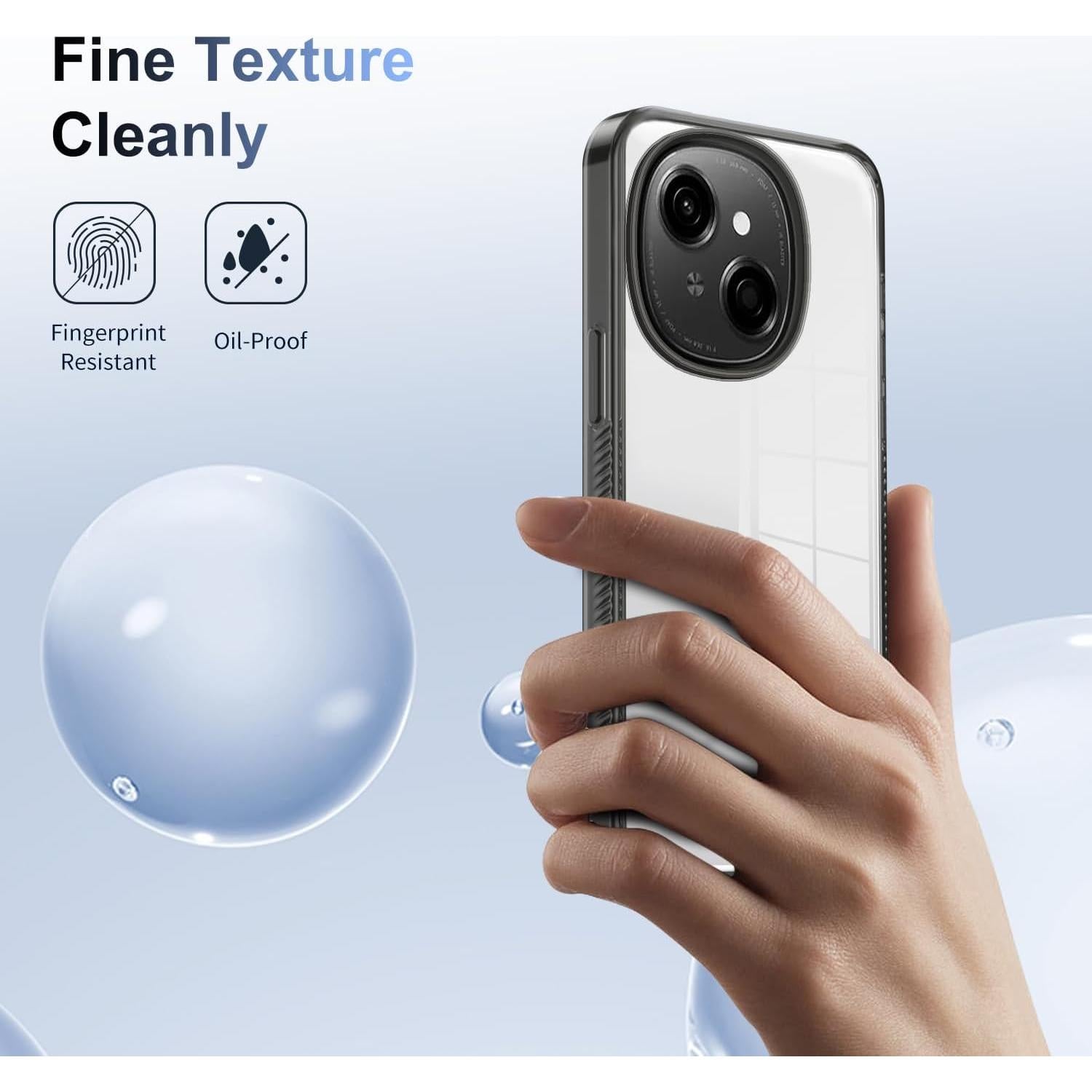 Funda Protectora Dura Acrílica Transparente Kukoufey para Tecno Spark Go 2025 - Negra