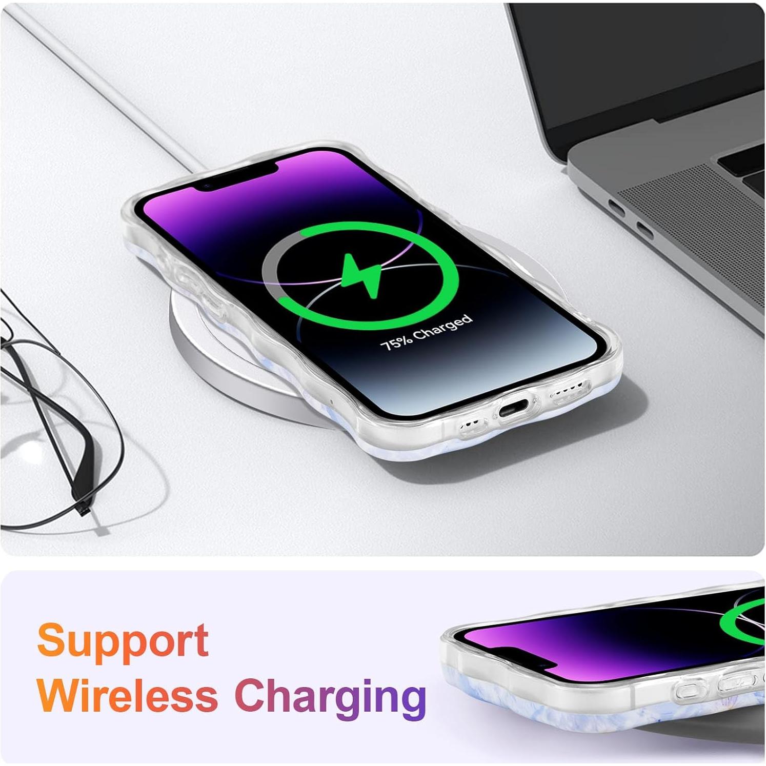 Funda EYZUTAK para iPhone 16e - Flores Pintura al Óleo Azul Claro