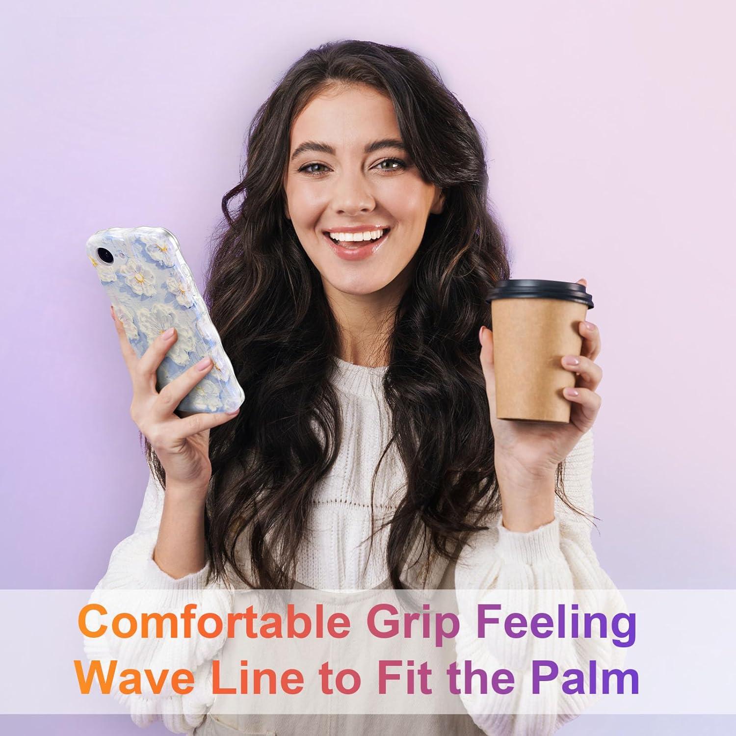 Funda EYZUTAK para iPhone 16e - Flores Pintura al Óleo Azul Claro