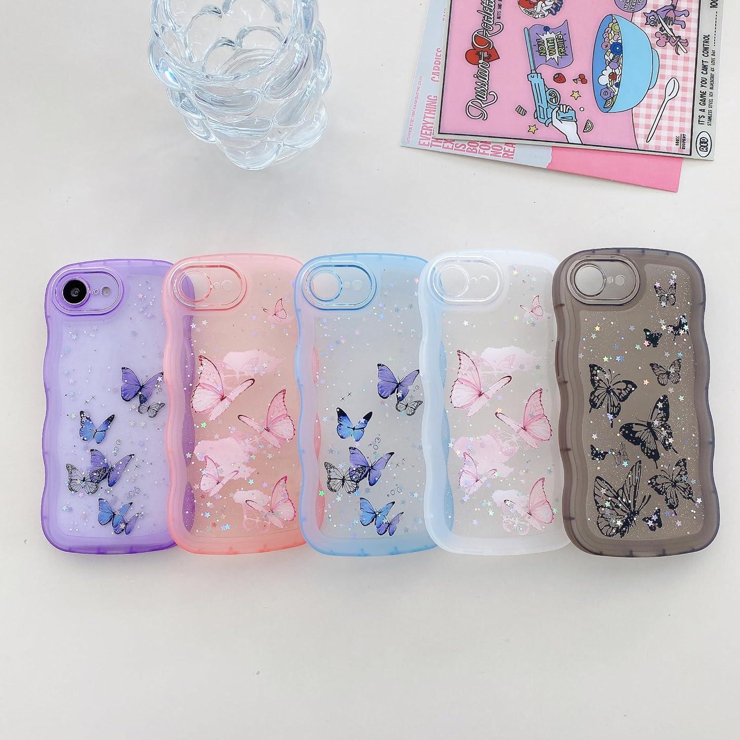 Funda Brillante Mariposa UEEBAI para iPhone 16e - Rosa