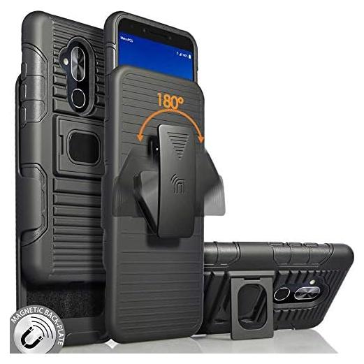Funda Grip Negra Nakedcellphone con Clip y Soporte para Alcatel 7