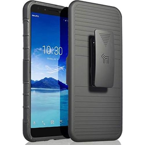 Funda Grip Negra Nakedcellphone con Clip y Soporte para Alcatel 7
