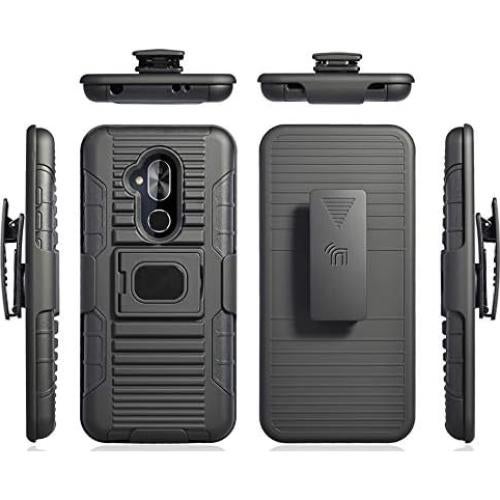 Funda Grip Negra Nakedcellphone con Clip y Soporte para Alcatel 7