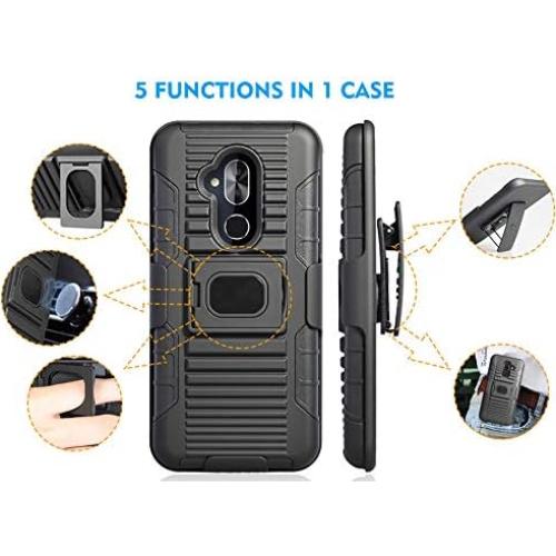 Funda Grip Negra Nakedcellphone con Clip y Soporte para Alcatel 7