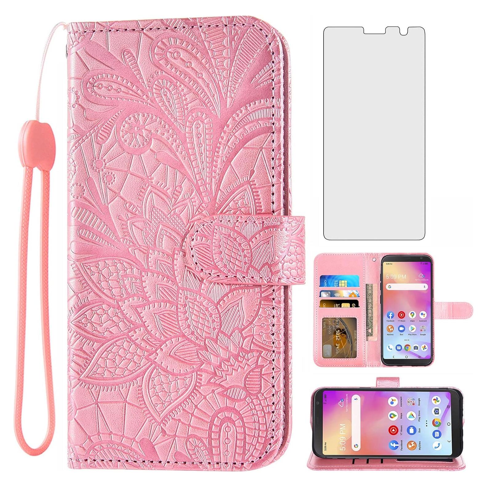 Funda Cartera Asuwish para Alcatel TCL A3 A509DL Oro Rosa