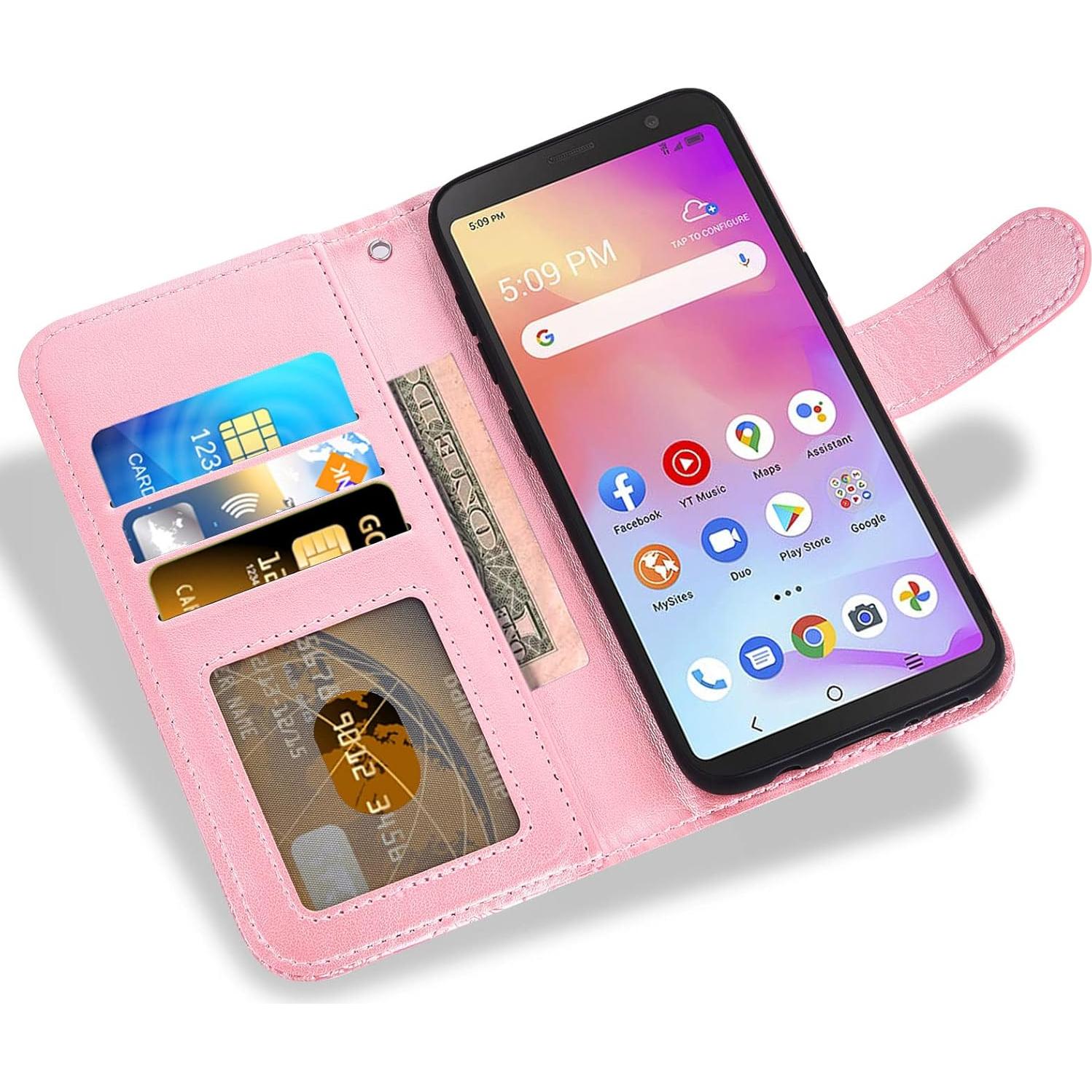 Funda Cartera Asuwish para Alcatel TCL A3 A509DL Oro Rosa
